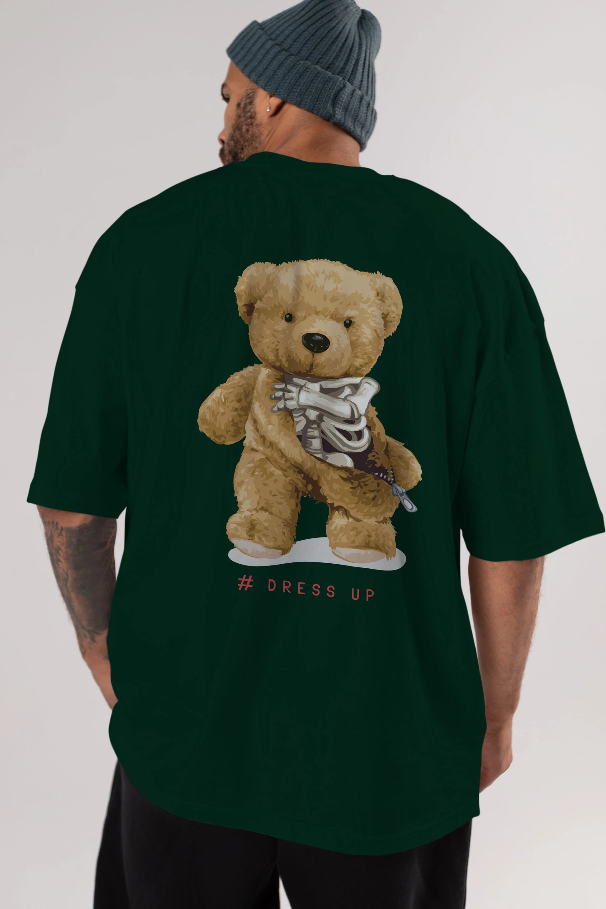 Teddy Bear Dress Up Arka Baskılı Oversize t-shirt Erkek Kadın Unisex %100 Pamuk