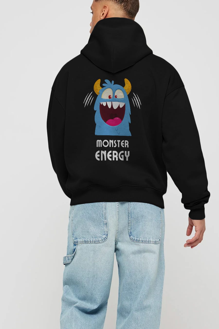 Monster Energy Arka Baskılı Oversize Hoodie Kapüşonlu Sweatshirt Erkek Kadın Unisex