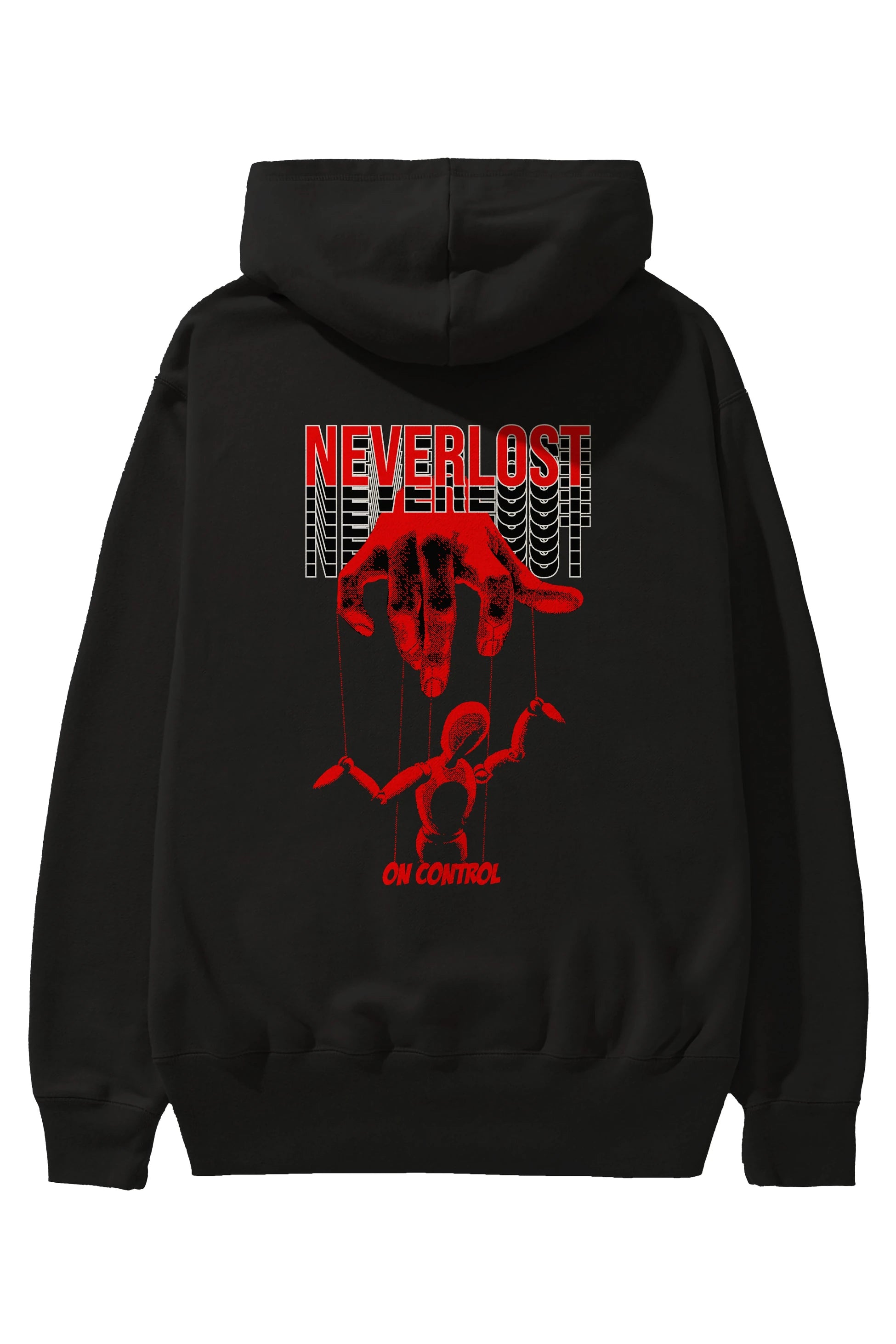Neverlost on Control Arka Baskılı Hoodie Oversize Kapüşonlu Sweatshirt Erkek Kadın Unisex