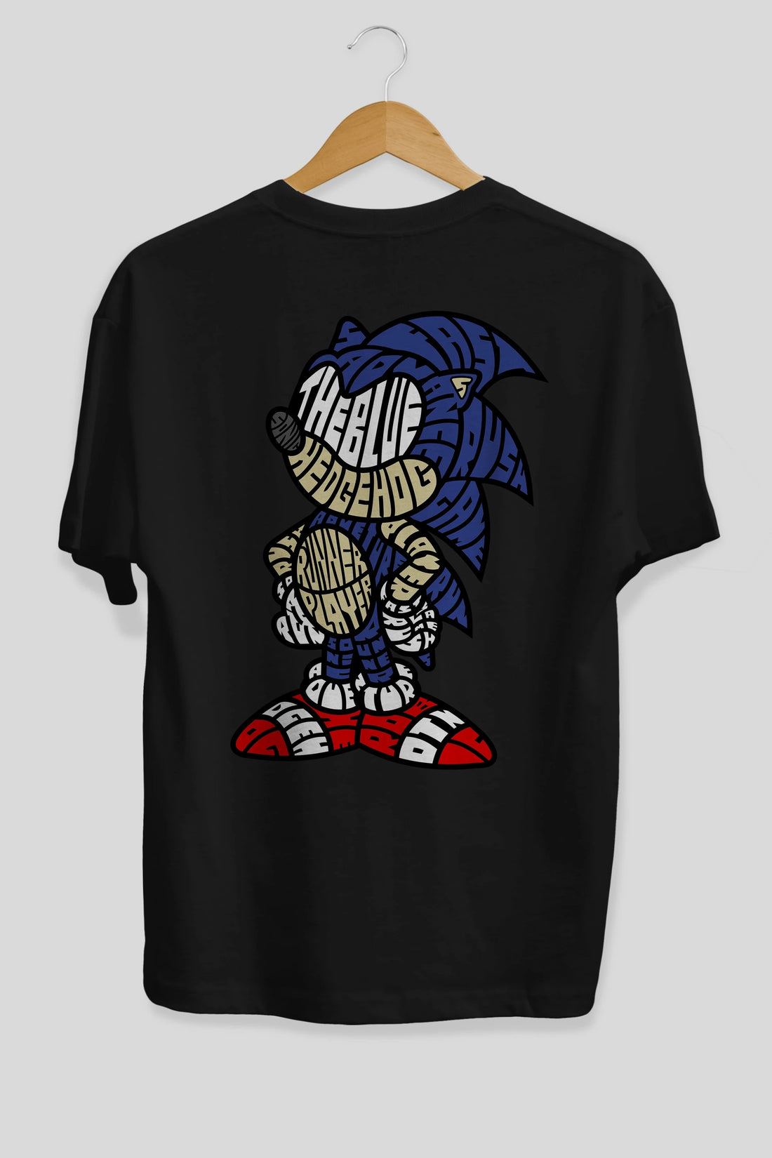 The Blue Hedgehog Arka Baskılı Oversize t-shirt %100 pamuk Erkek Kadın Unisex