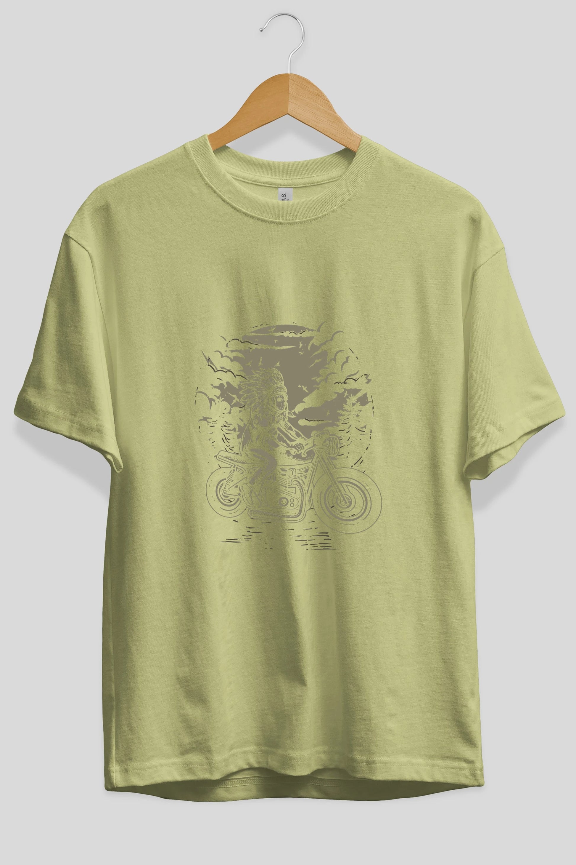 Indian Chief Rider Ön Baskılı Oversize t-shirt Erkek Kadın Unisex %100 Pamuk tişort