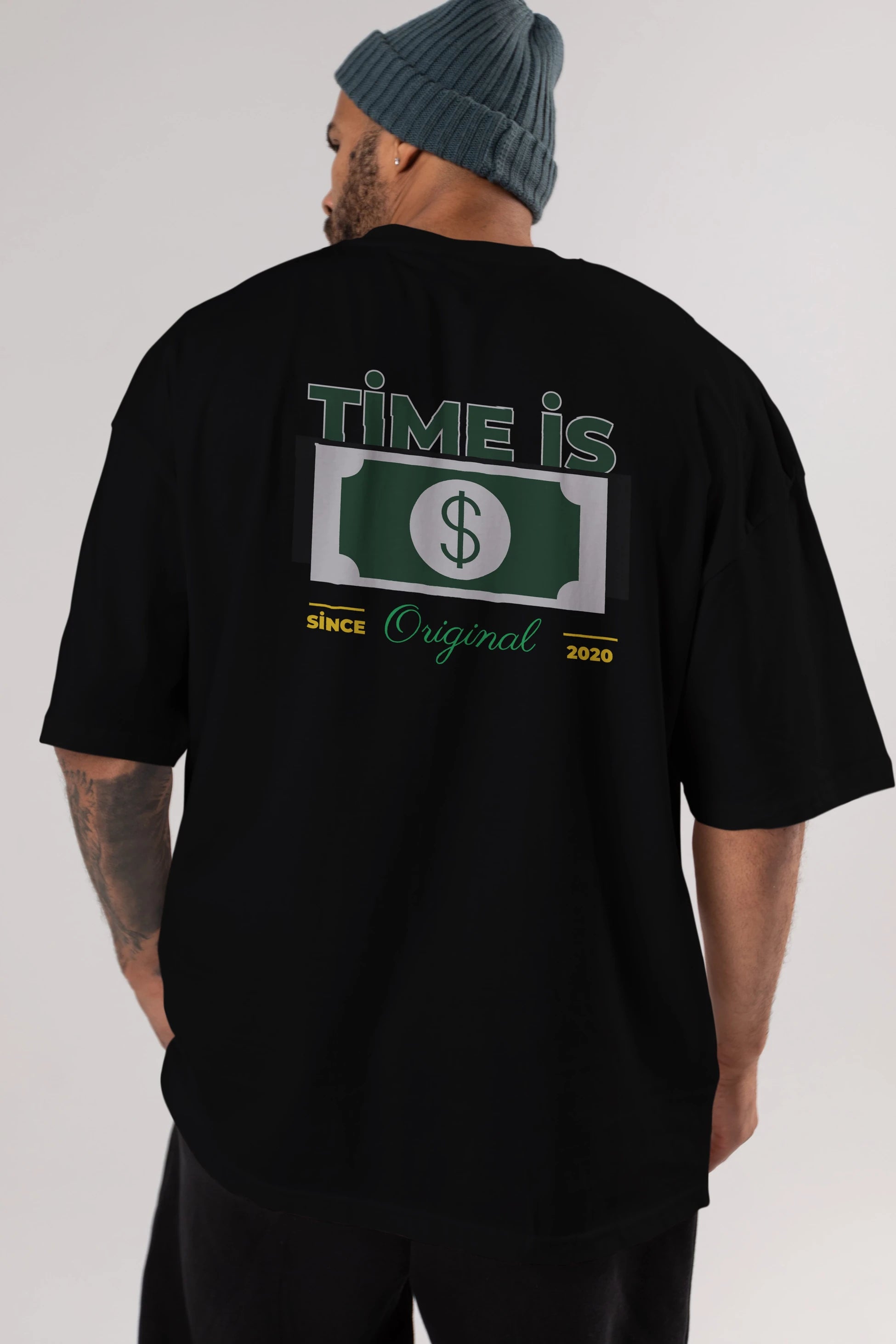 Time is Original Arka Baskılı Oversize t-shirt Erkek Kadın Unisex