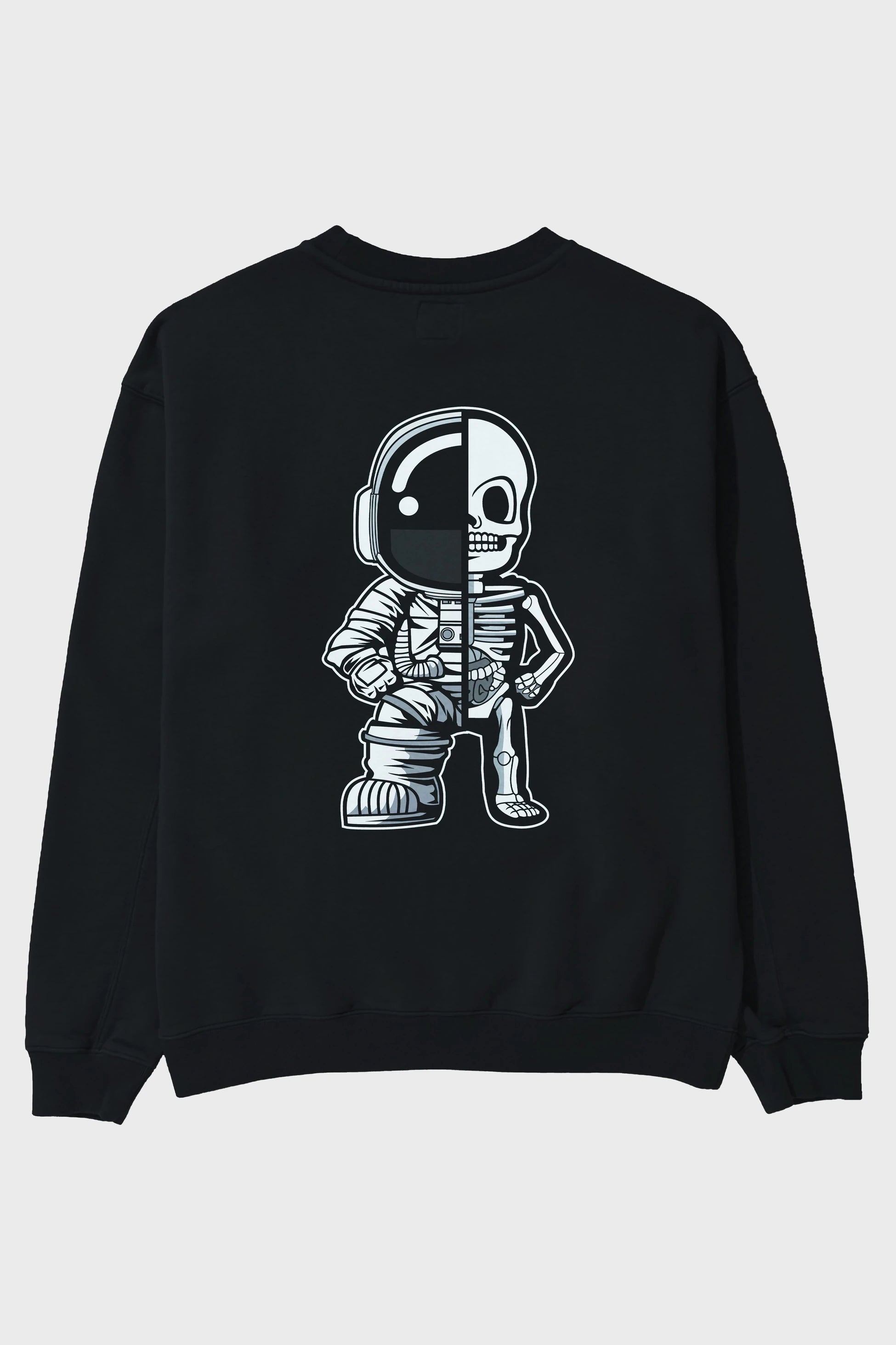 Astronaut Half Skeleton Arka Baskılı Oversize Sweatshirt Erkek Kadın Unisex