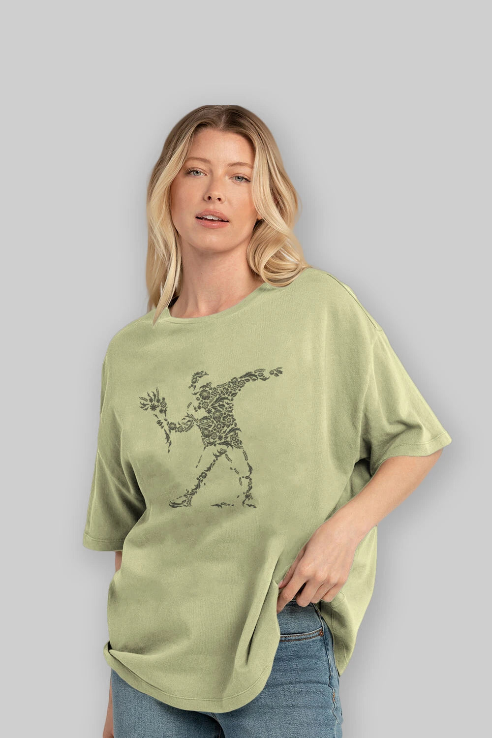 Flourish Vandalism Ön Baskılı Oversize t-shirt %100 pamuk Erkek Kadın Unisex