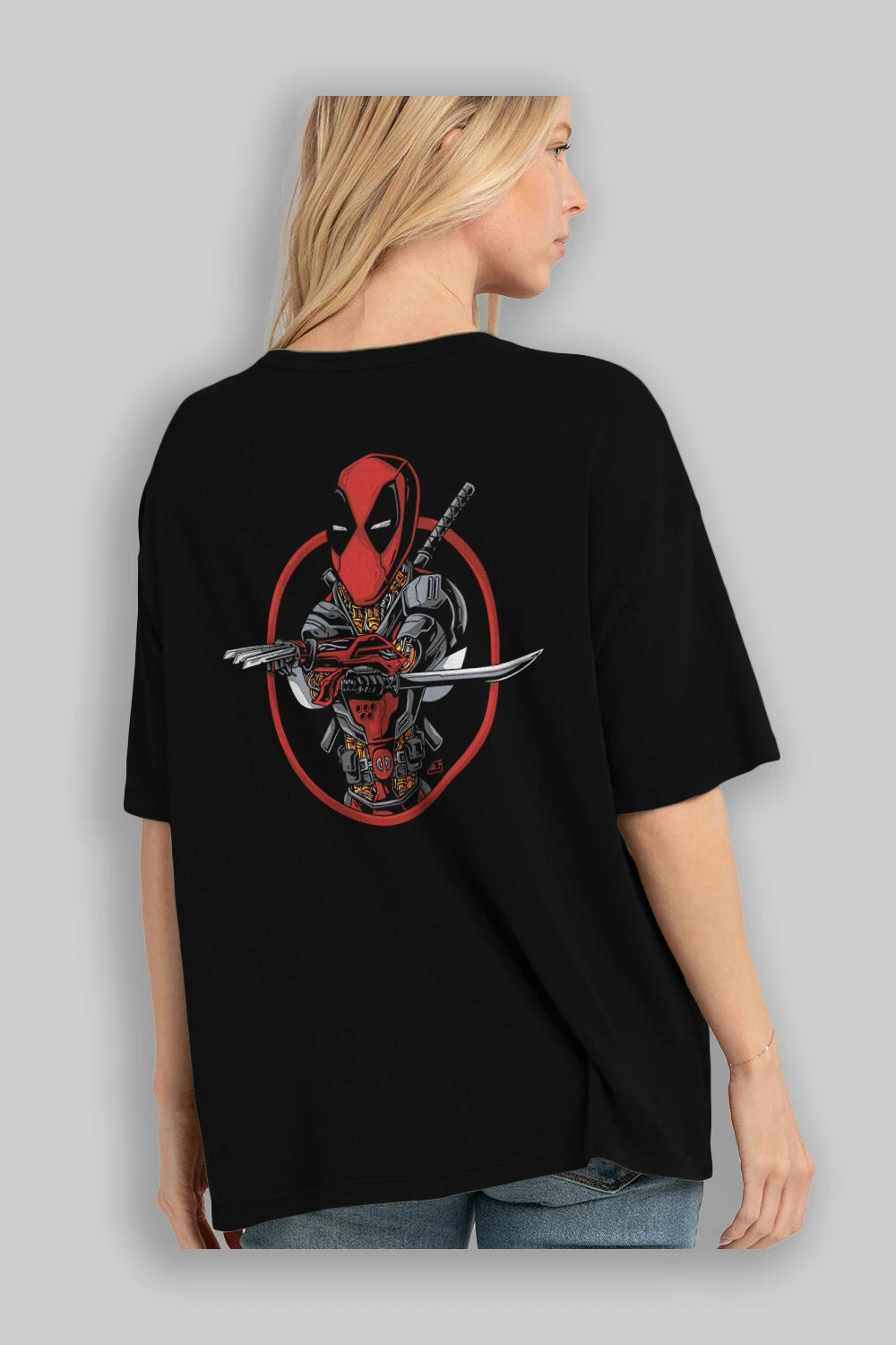 Deadpool (5) Arka Baskılı Oversize t-shirt Erkek Kadın Unisex %100 Pamuk Bisiklet Yaka tişort