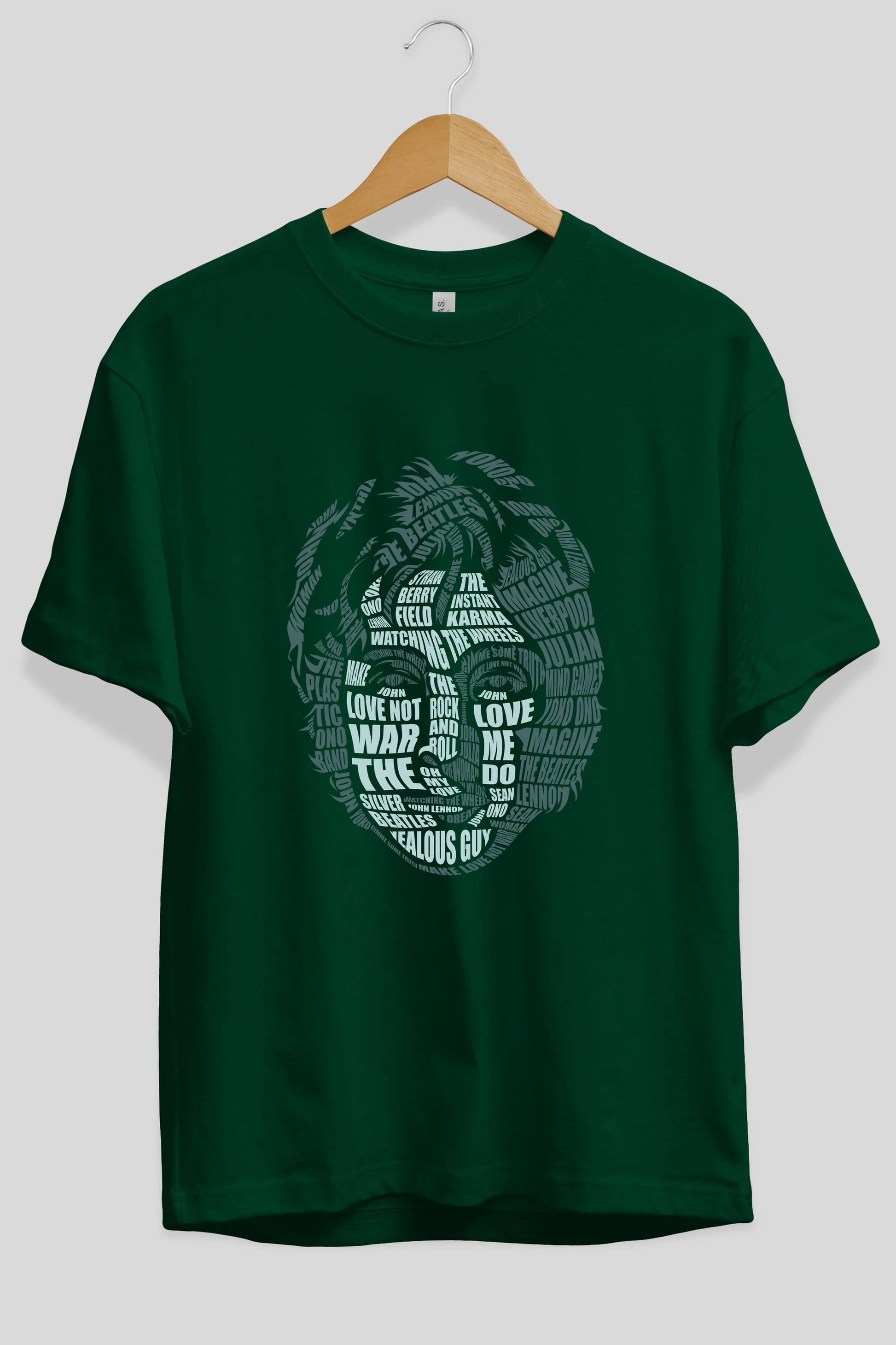 John Lennon Calligram Ön Baskılı Oversize t-shirt %100 pamuk Erkek Kadın Unisex