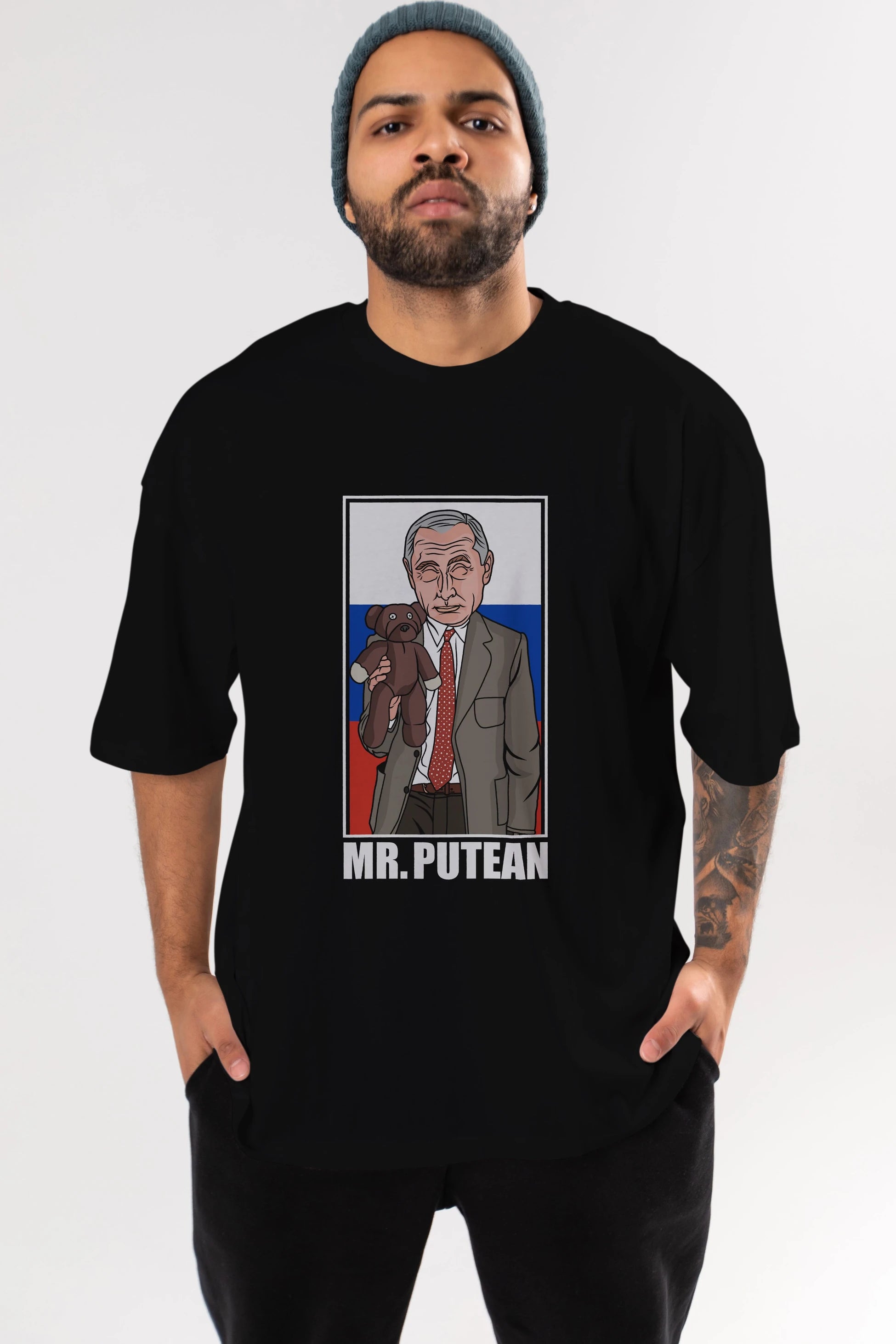Mr Putean Ön Baskılı Oversize t-shirt Erkek Kadın Unisex %100 Pamuk tişort