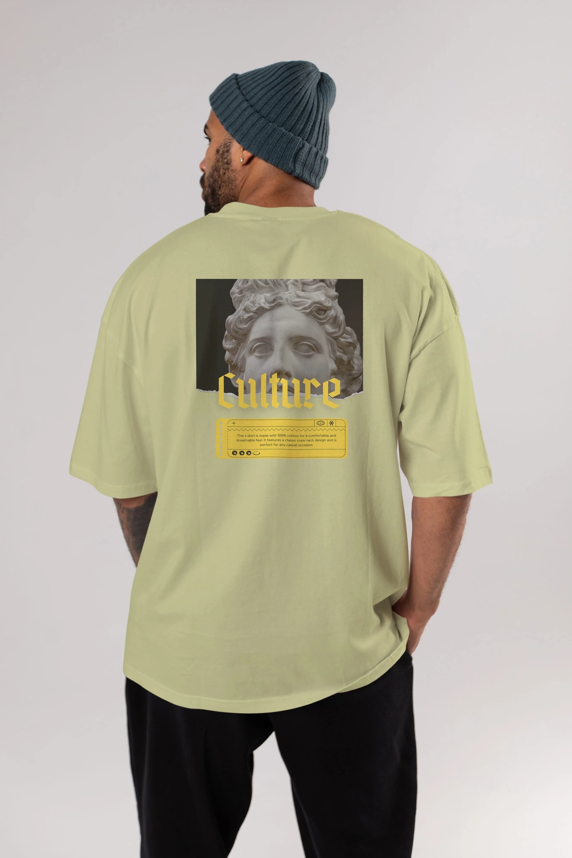 Culture Yazılı Arka Baskılı Oversize t-shirt Erkek Kadın Unisex