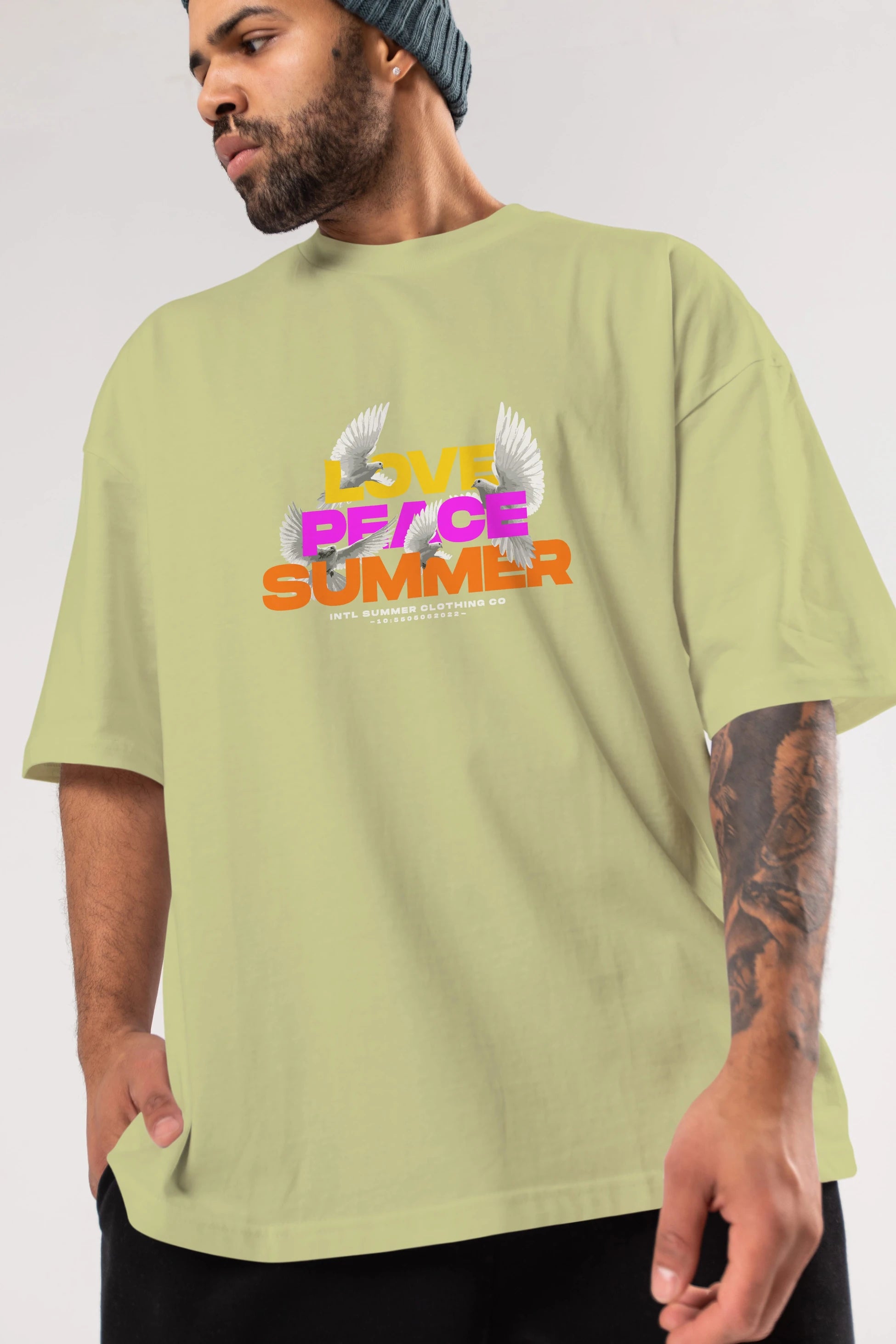 Love Peace Summer Ön Baskılı Oversize t-shirt Erkek Kadın Unisex
