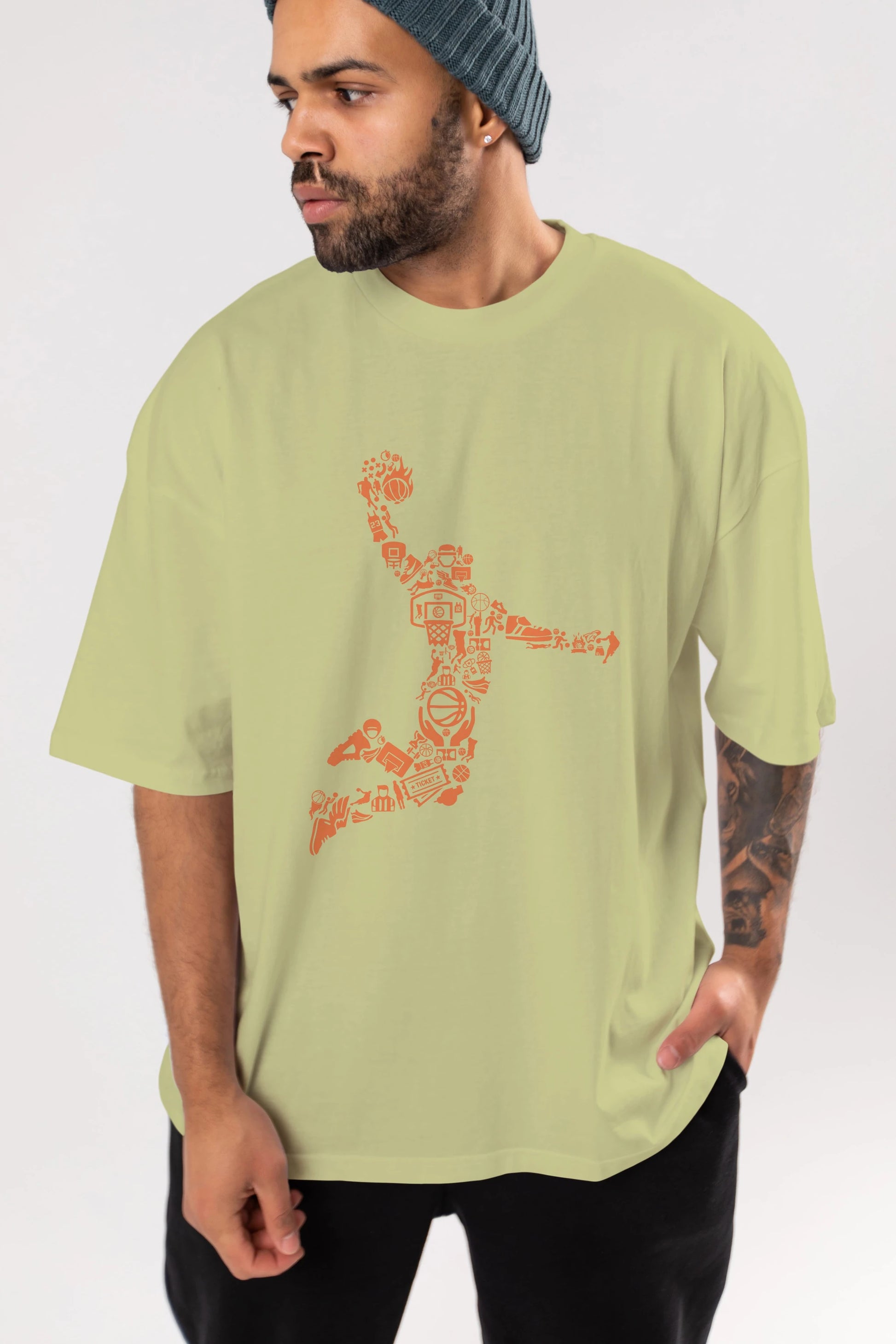 Basketball Player Ön Baskılı Oversize t-shirt %100 pamuk Erkek Kadın Unisex