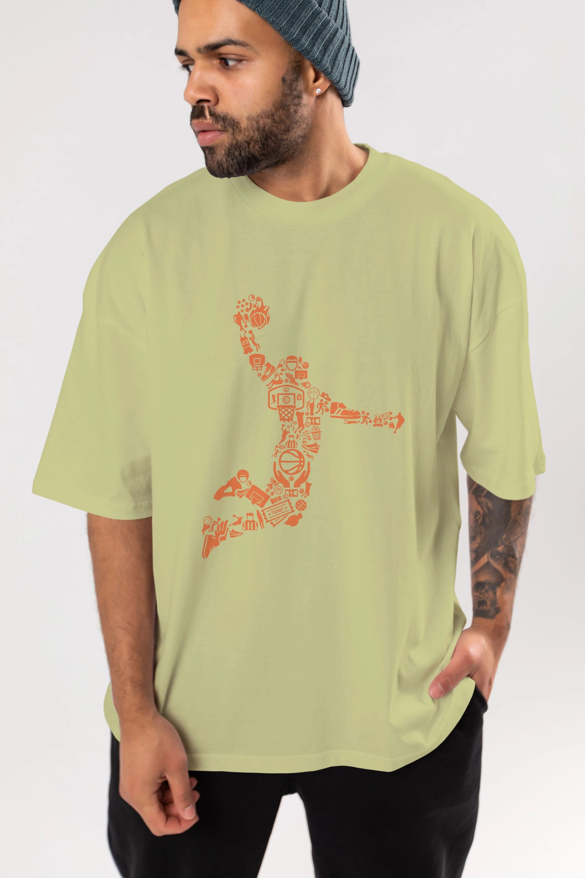 Basketball Player Ön Baskılı Oversize t-shirt %100 pamuk Erkek Kadın Unisex