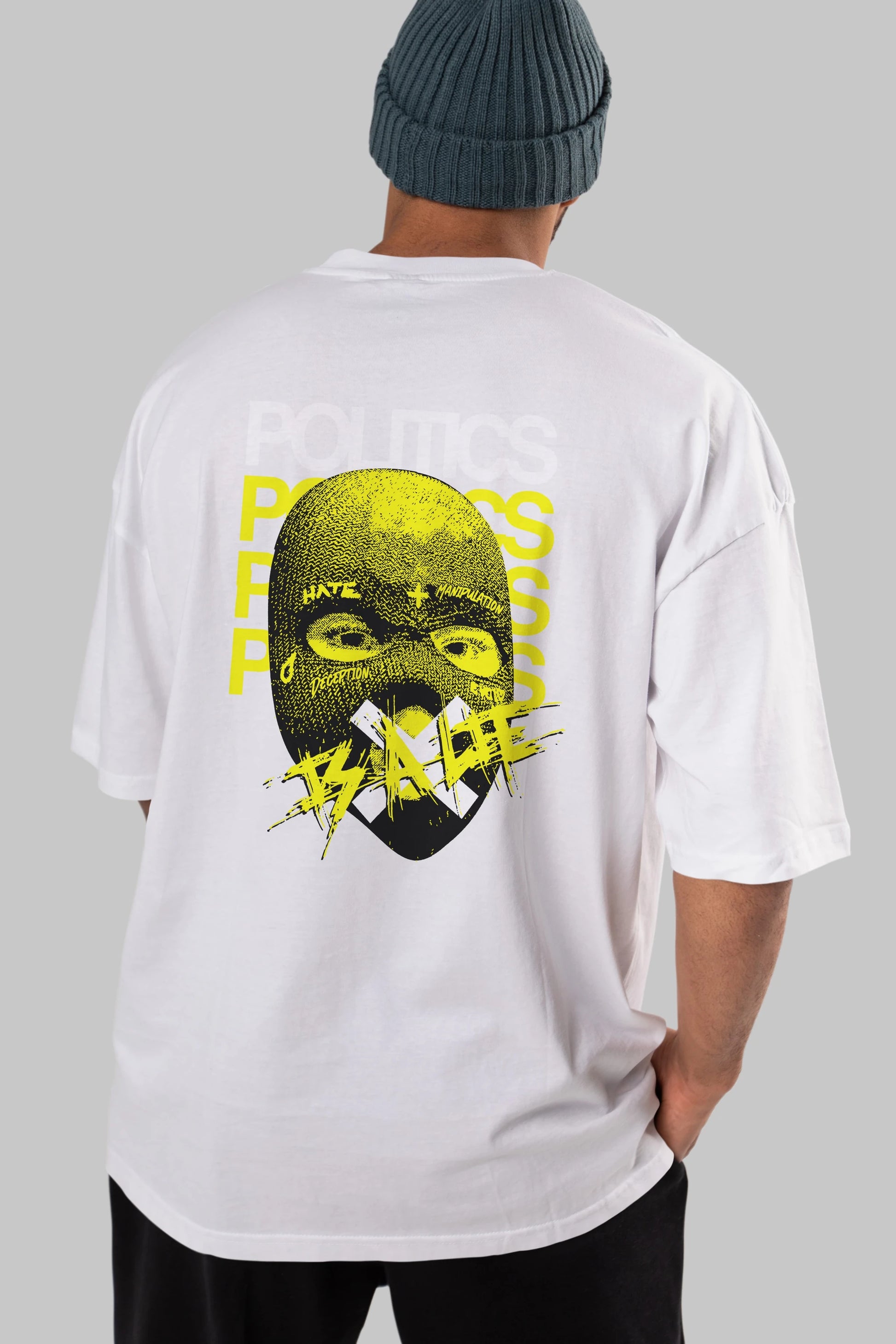 Politics is a Lie Arka Baskılı Oversize t-shirt Erkek Kadın Unisex