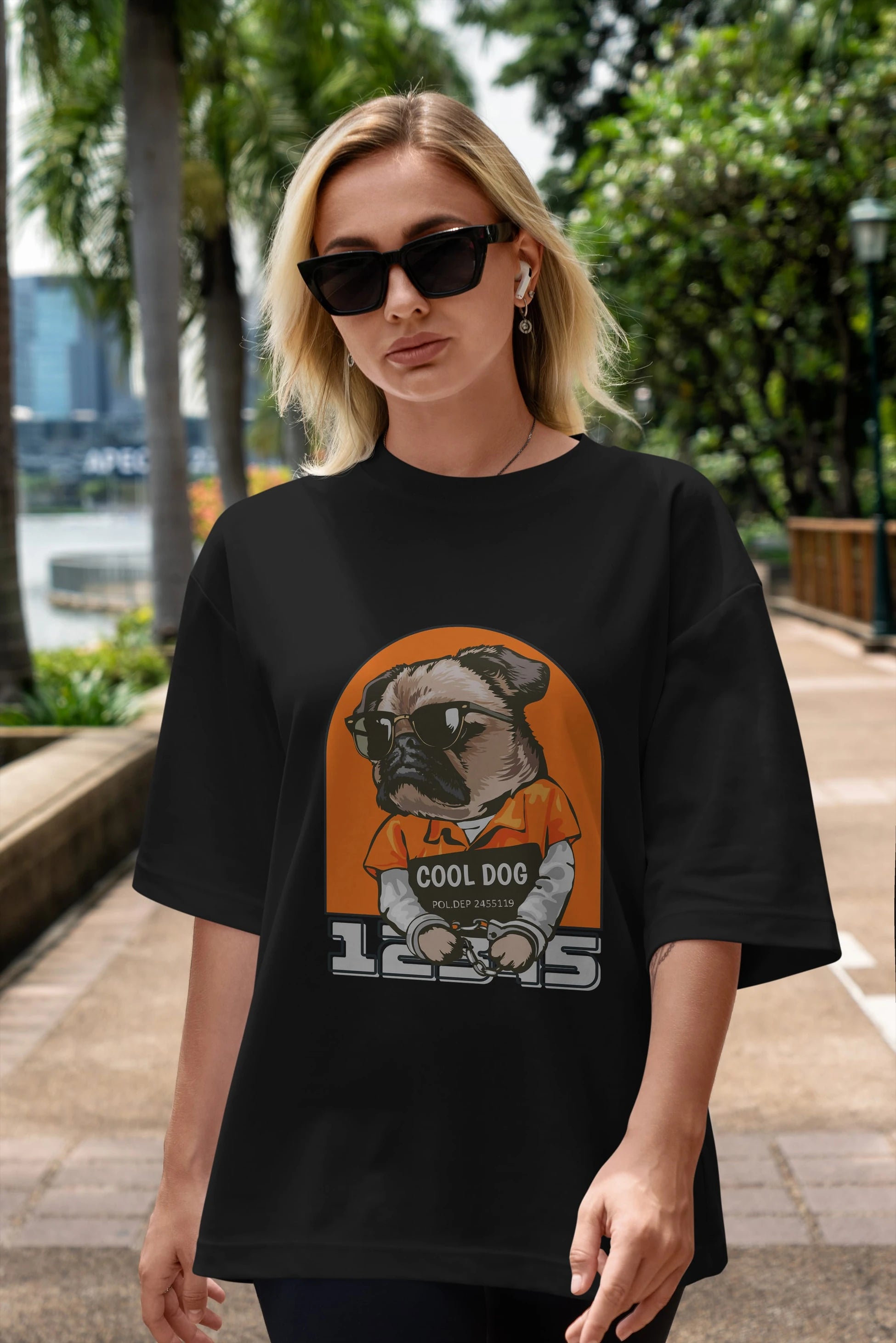 Cool Dog Ön Baskılı Oversize t-shirt Erkek Kadın Unisex