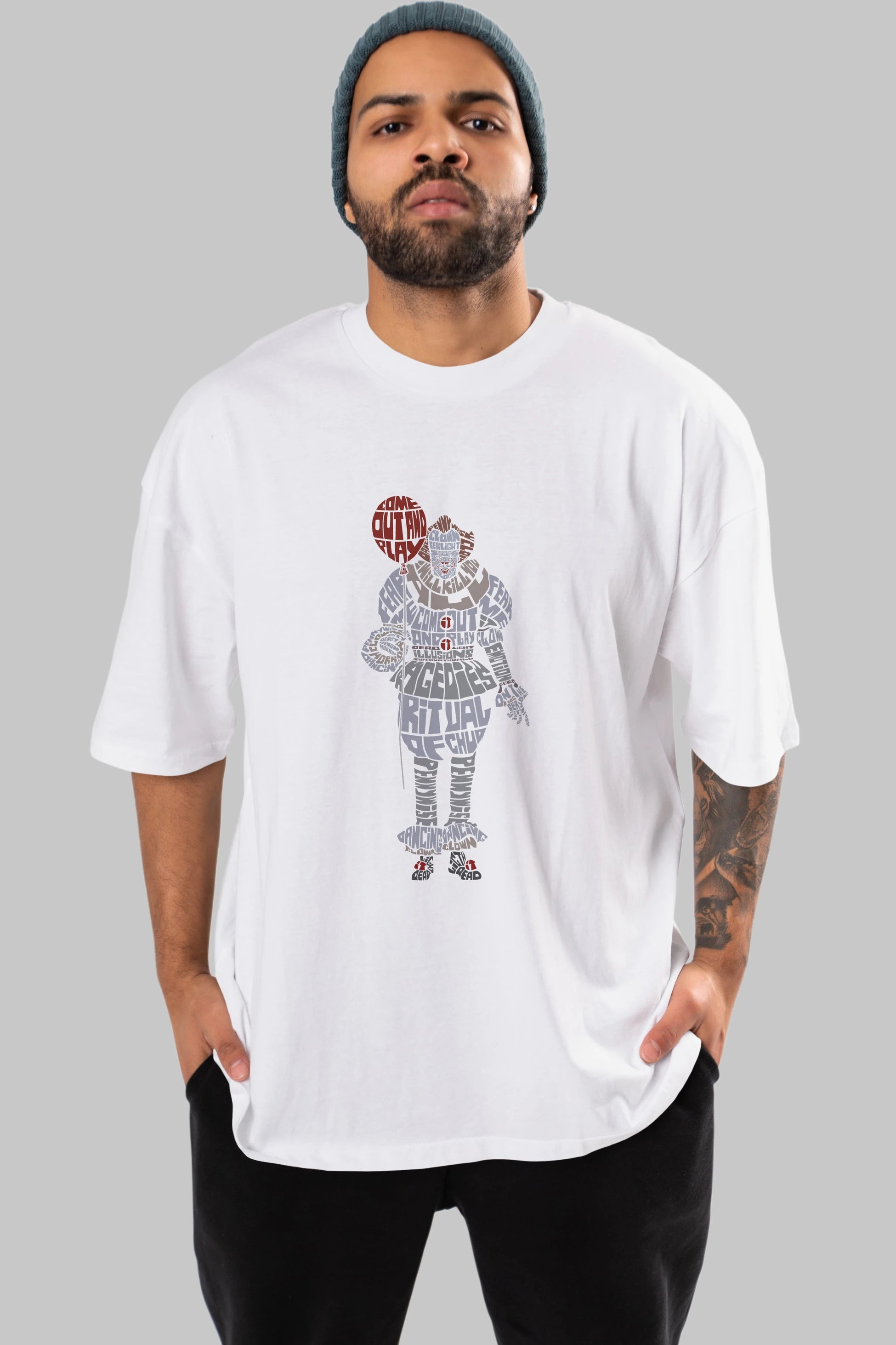 It Ön Baskılı Oversize t-shirt %100 pamuk Erkek Kadın Unisex