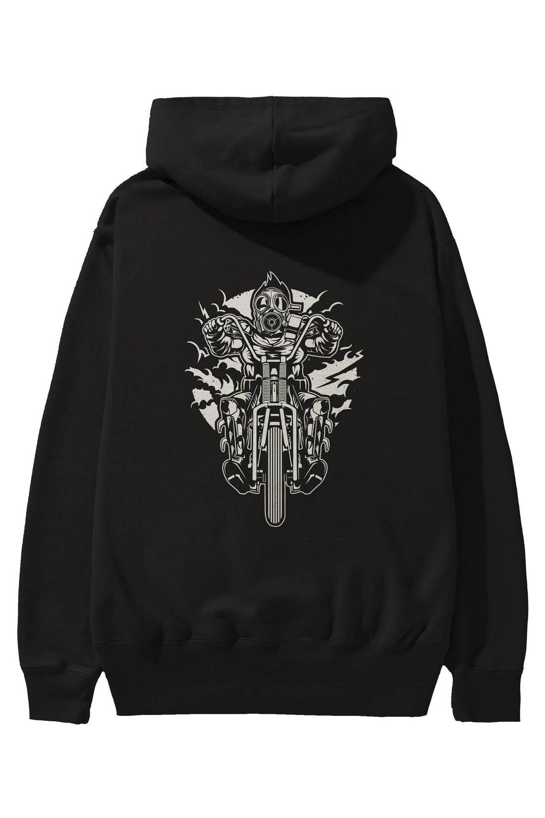 Gasmask Chopper Arka Baskılı Hoodie Oversize Kapüşonlu Sweatshirt Erkek Kadın Unisex