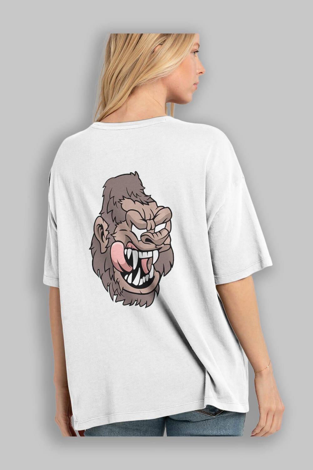 Big Gorilla Arka Baskılı Oversize t-shirt Erkek Kadın Unisex %100 Pamuk tişort