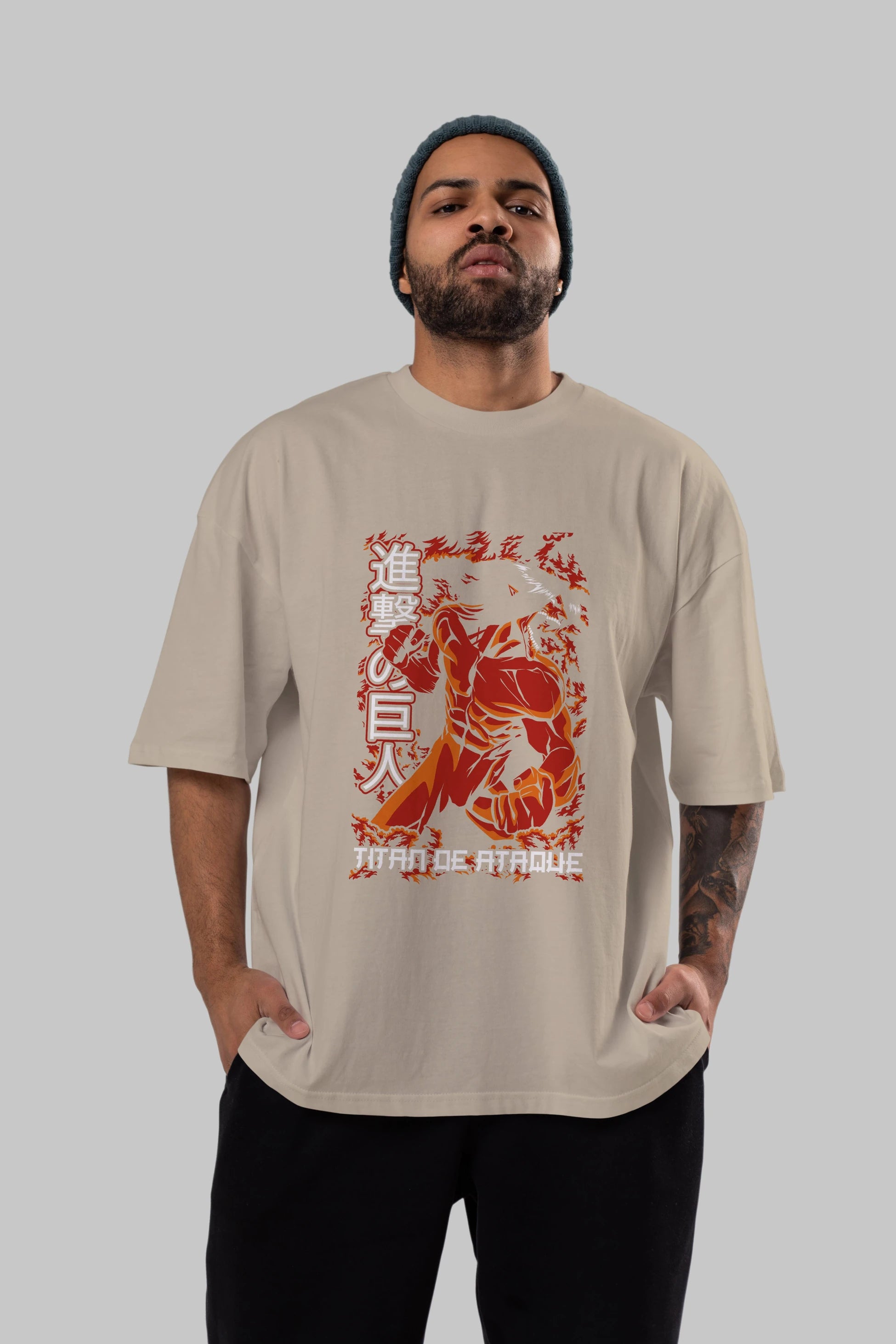 Eren Yeager Anime Ön Baskılı Oversize t-shirt Erkek Kadın Unisex