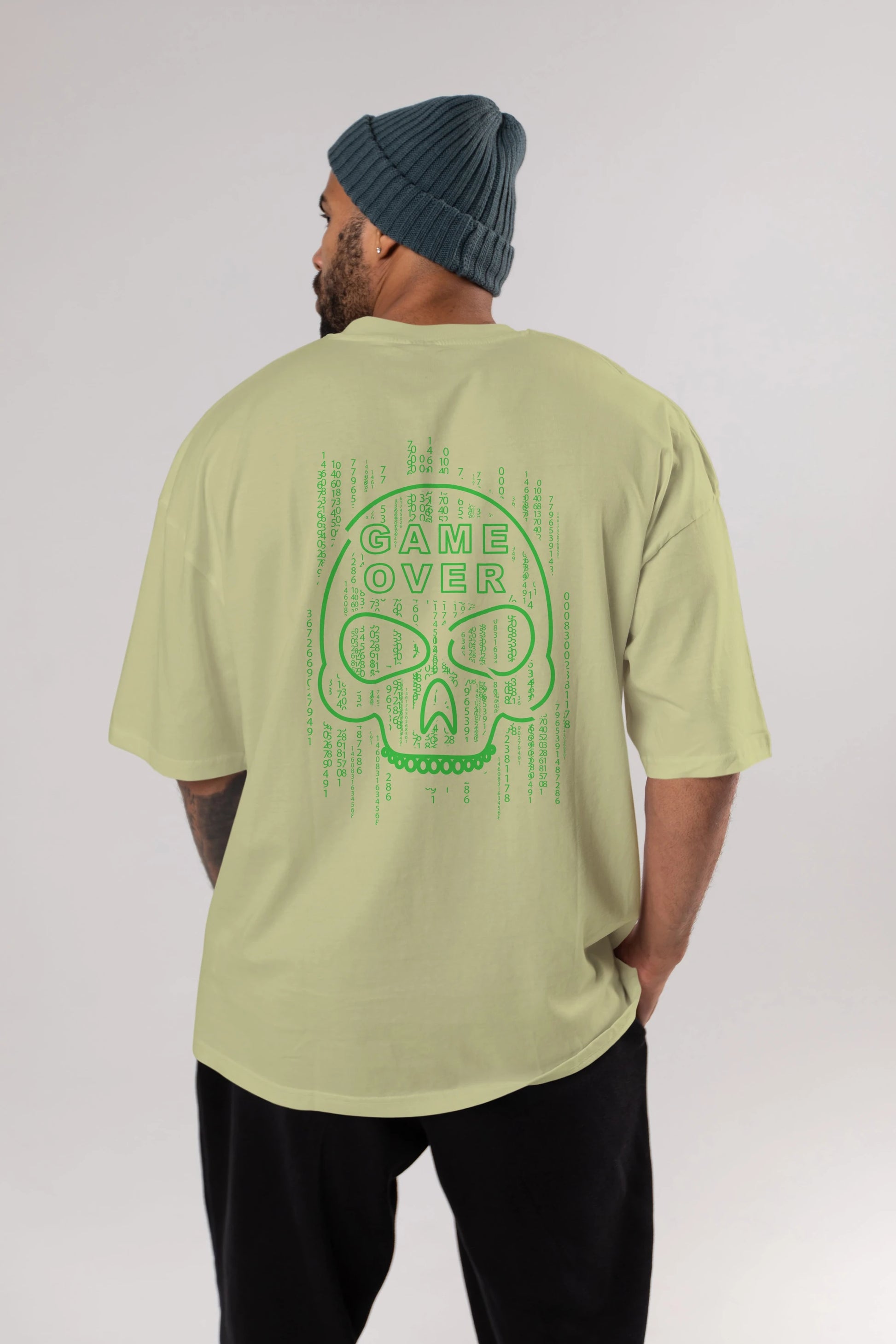 Game Over Arka Baskılı Oversize t-shirt Erkek Kadın Unisex