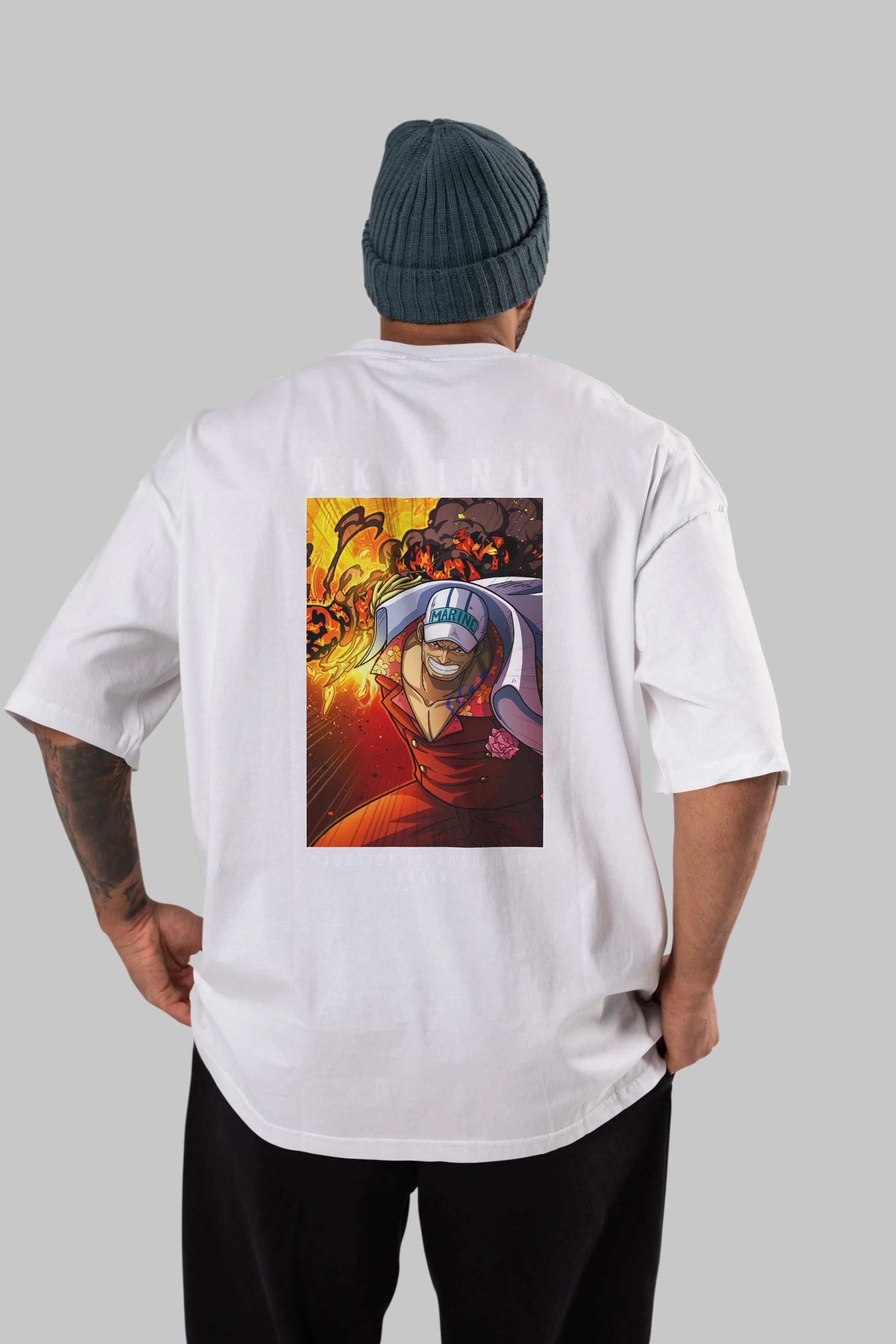 Sakazuki Anime Arka Baskılı Oversize t-shirt Erkek Kadın Unisex %100 pamuk tişort