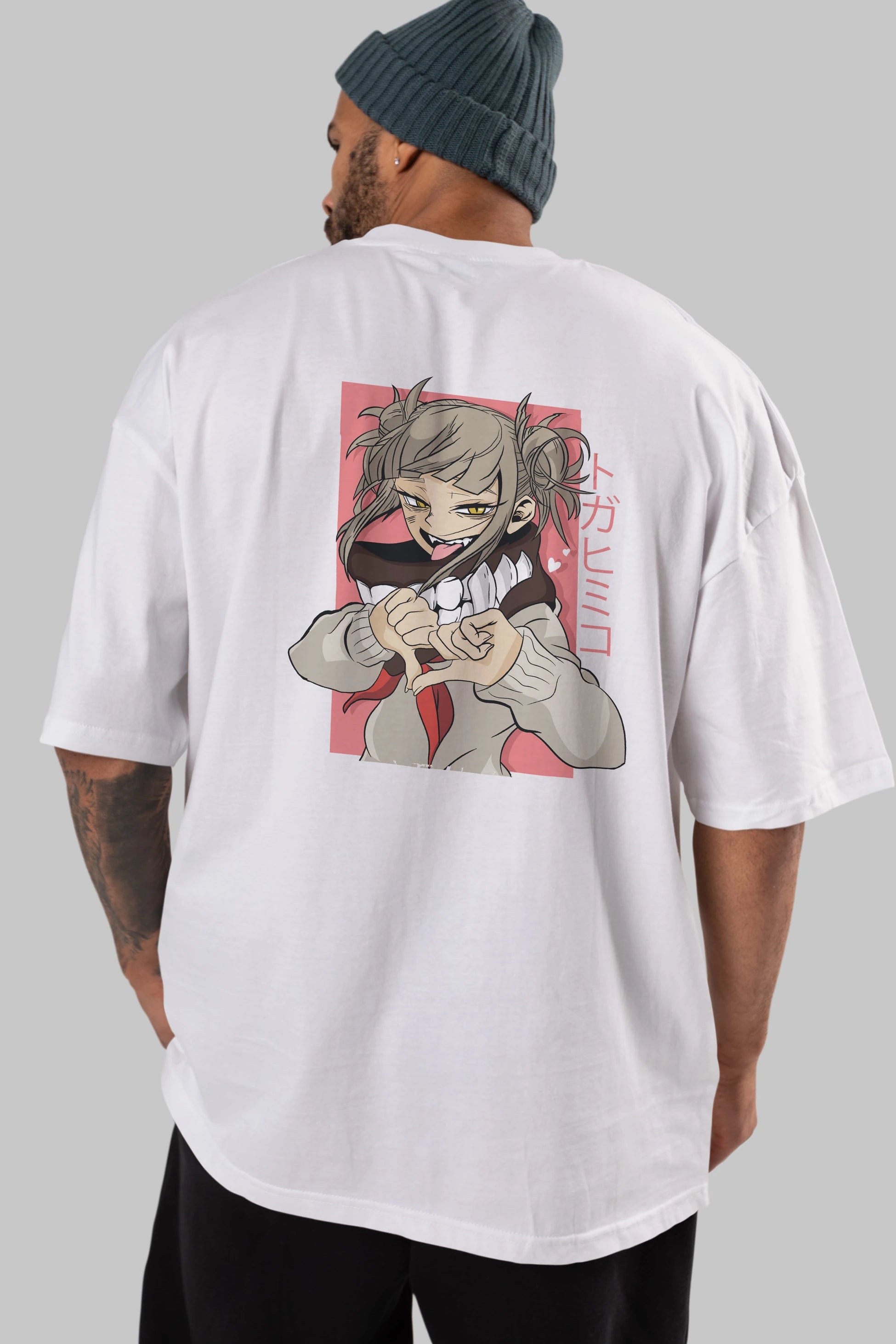 Himiko Toga Anime Arka Baskılı Oversize t-shirt Erkek Kadın Unisex