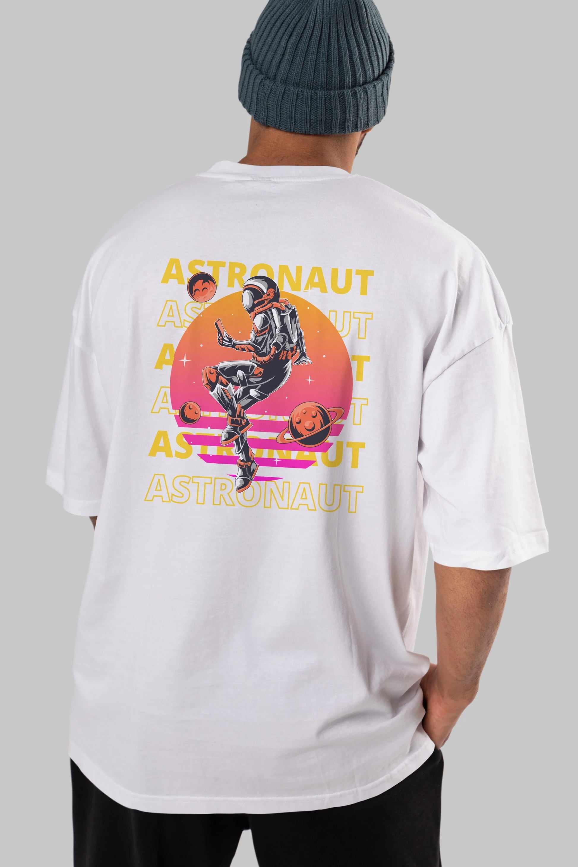 Astronaut Streetwear 2 Arka Baskılı Oversize t-shirt Erkek Kadın Unisex