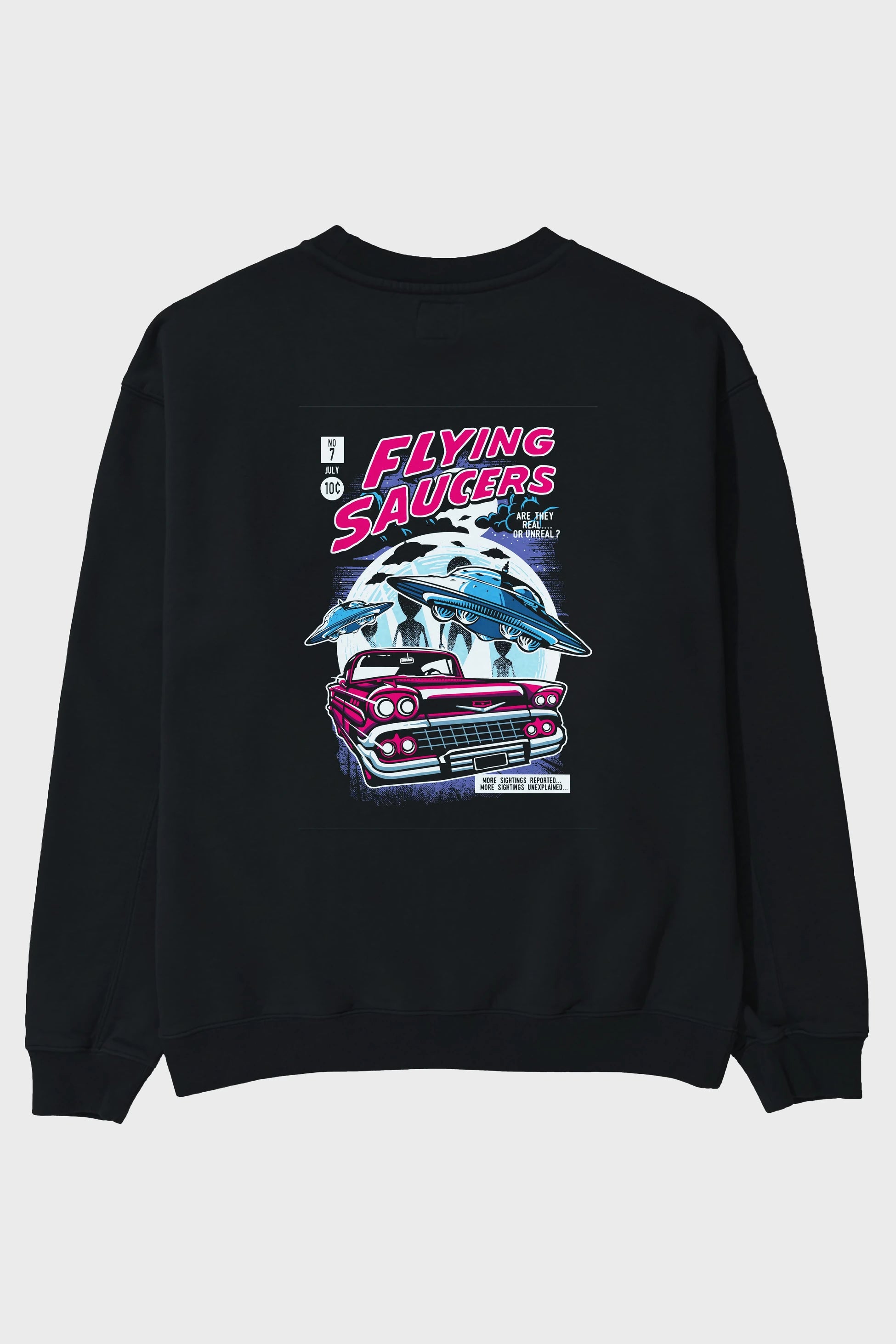 Flying Saucers Arka Baskılı Oversize Sweatshirt Erkek Kadın Unisex
