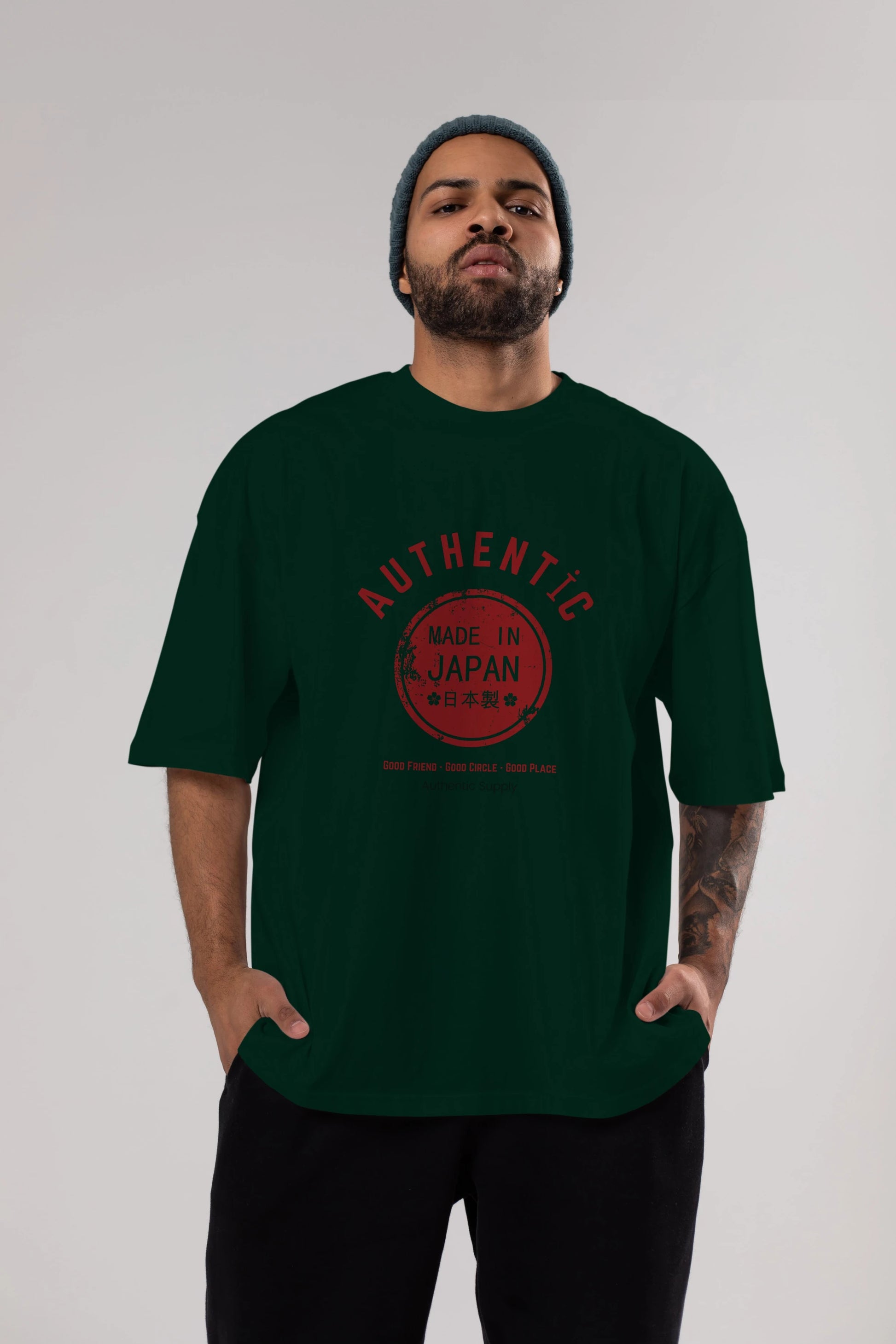 Authentic Japan Style Ön Baskılı Oversize t-shirt Erkek Kadın Unisex