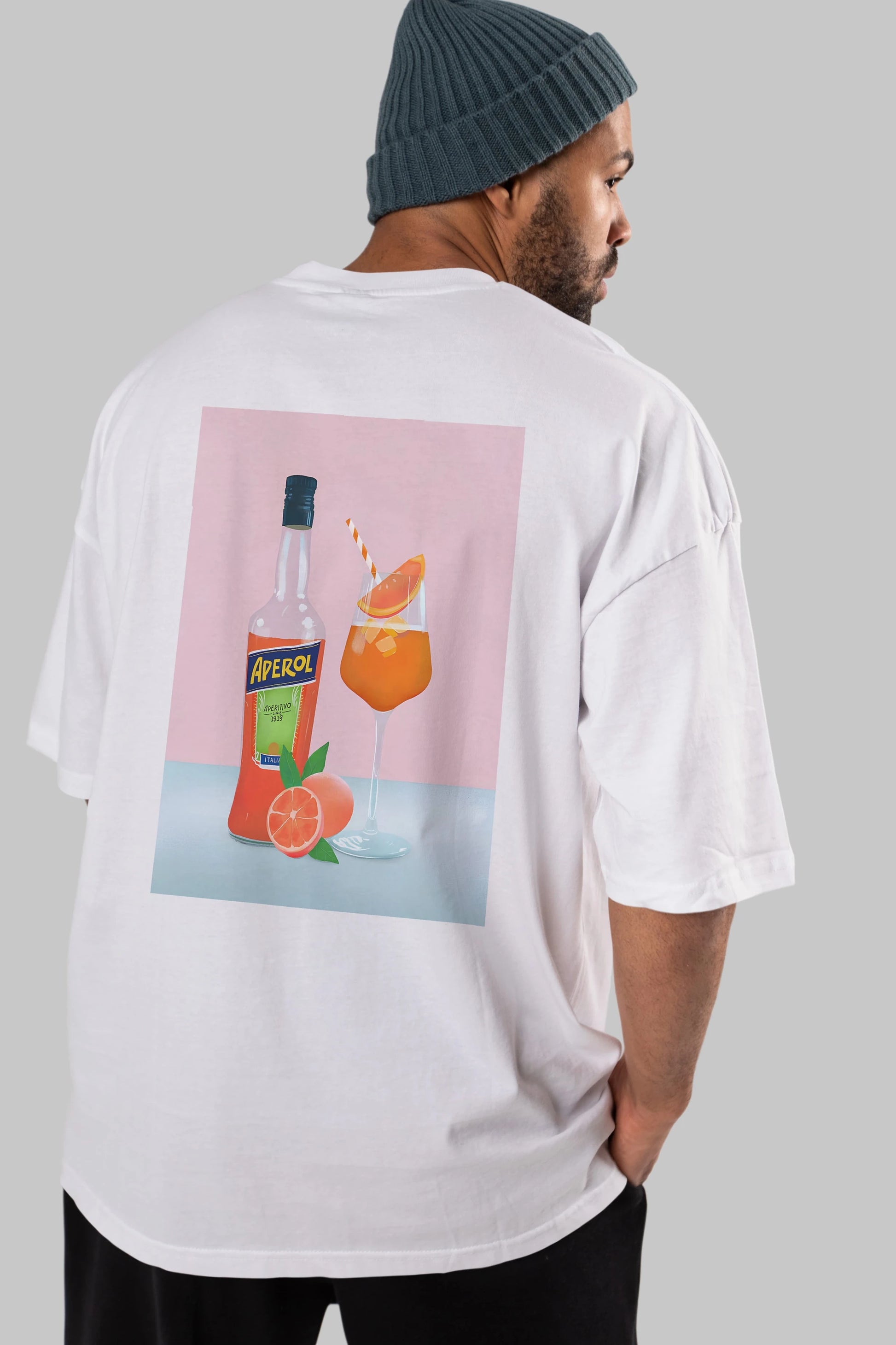 Aperol Spritz 3 Arka Baskılı Oversize t-shirt Erkek Kadın Unisex %100 Pamuk Bisiklet Yaka tişort