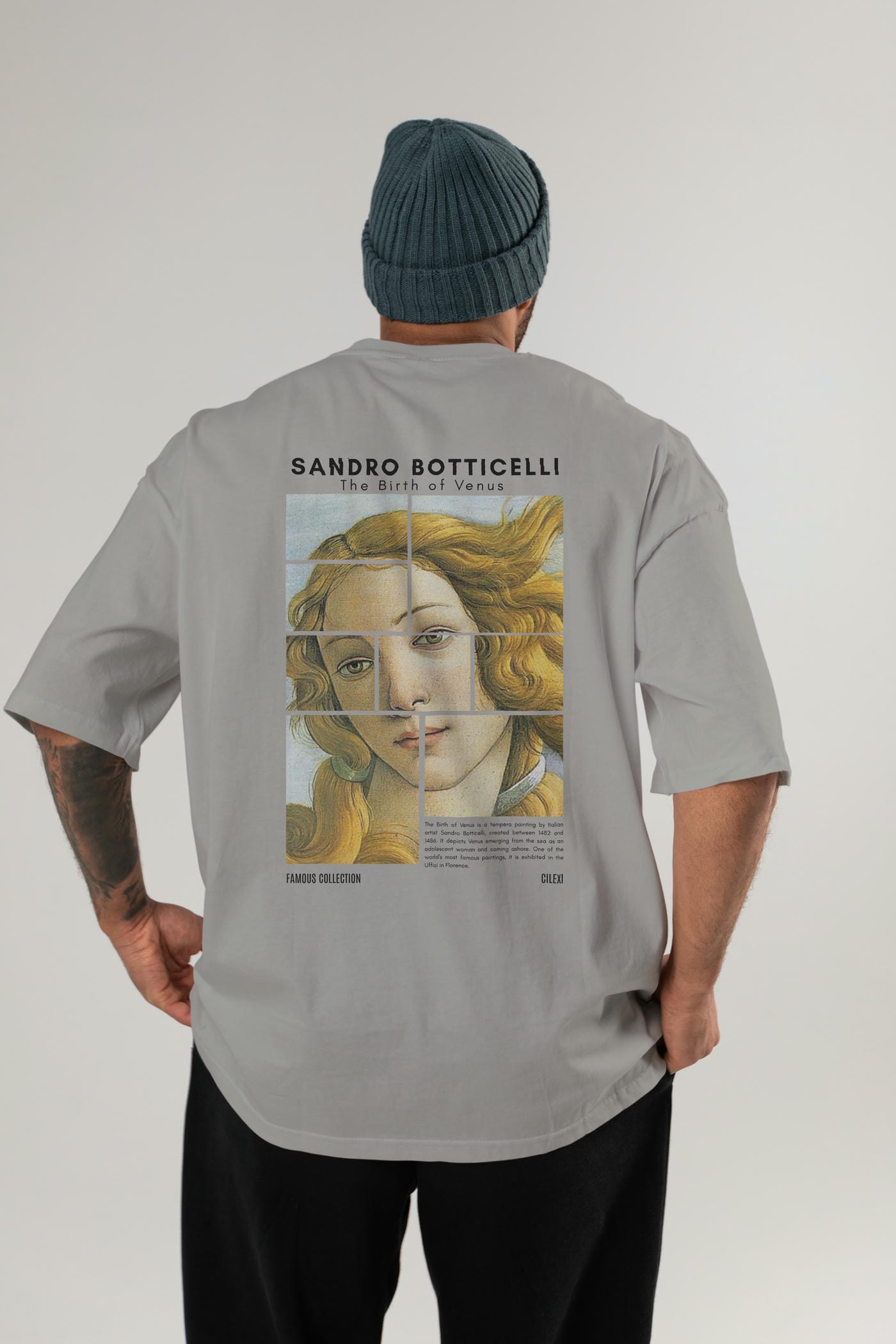 Sandro Botticelli Arka Baskılı Oversize t-shirt Erkek Kadın Bisiklet Yaka Pamuk tişort