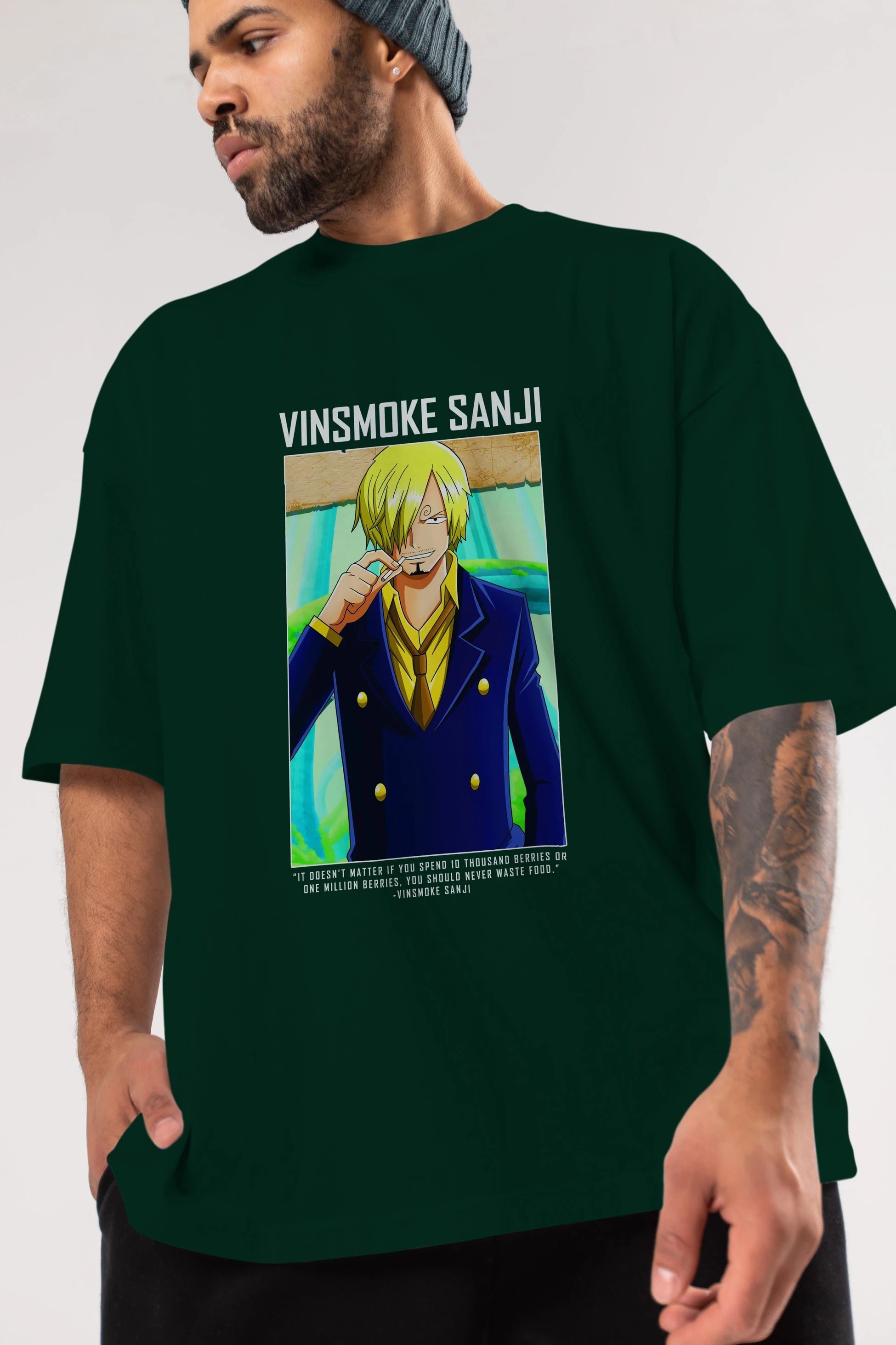 Sanji 2 Anime Ön Baskılı Oversize t-shirt Erkek Kadın Unisex