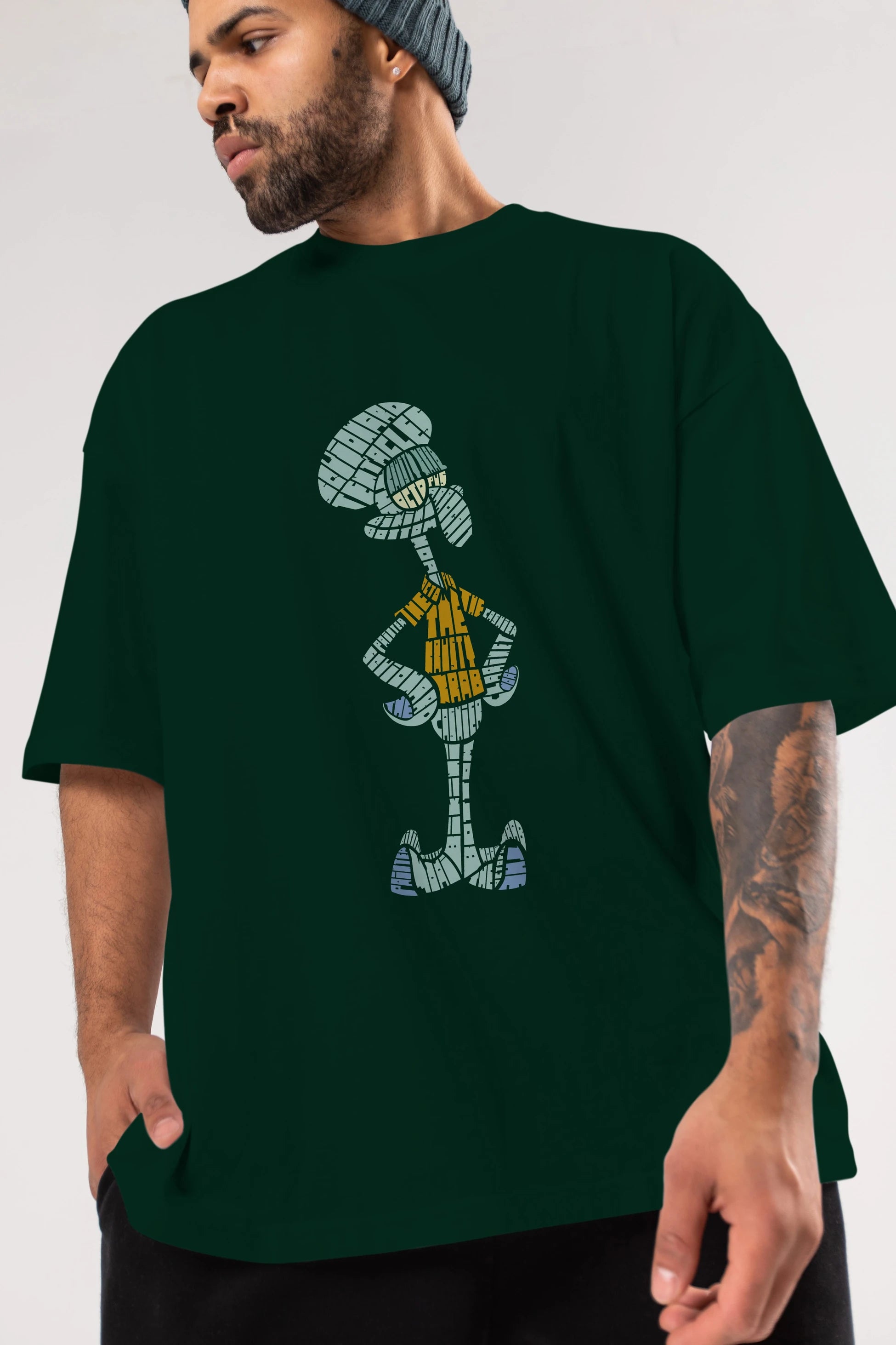 Squidward Ön Baskılı Oversize t-shirt %100 pamuk Erkek Kadın Unisex