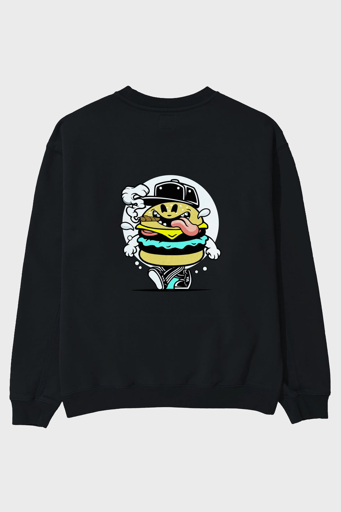 Burger Guy Arka Baskılı Oversize Sweatshirt Erkek Kadın Unisex
