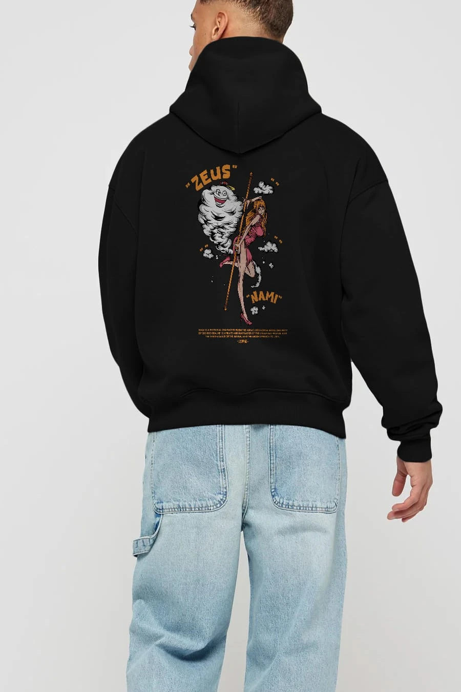 Zeus Nami Anime Arka Baskılı Hoodie Oversize Kapüşonlu Sweatshirt Erkek Kadın Unisex