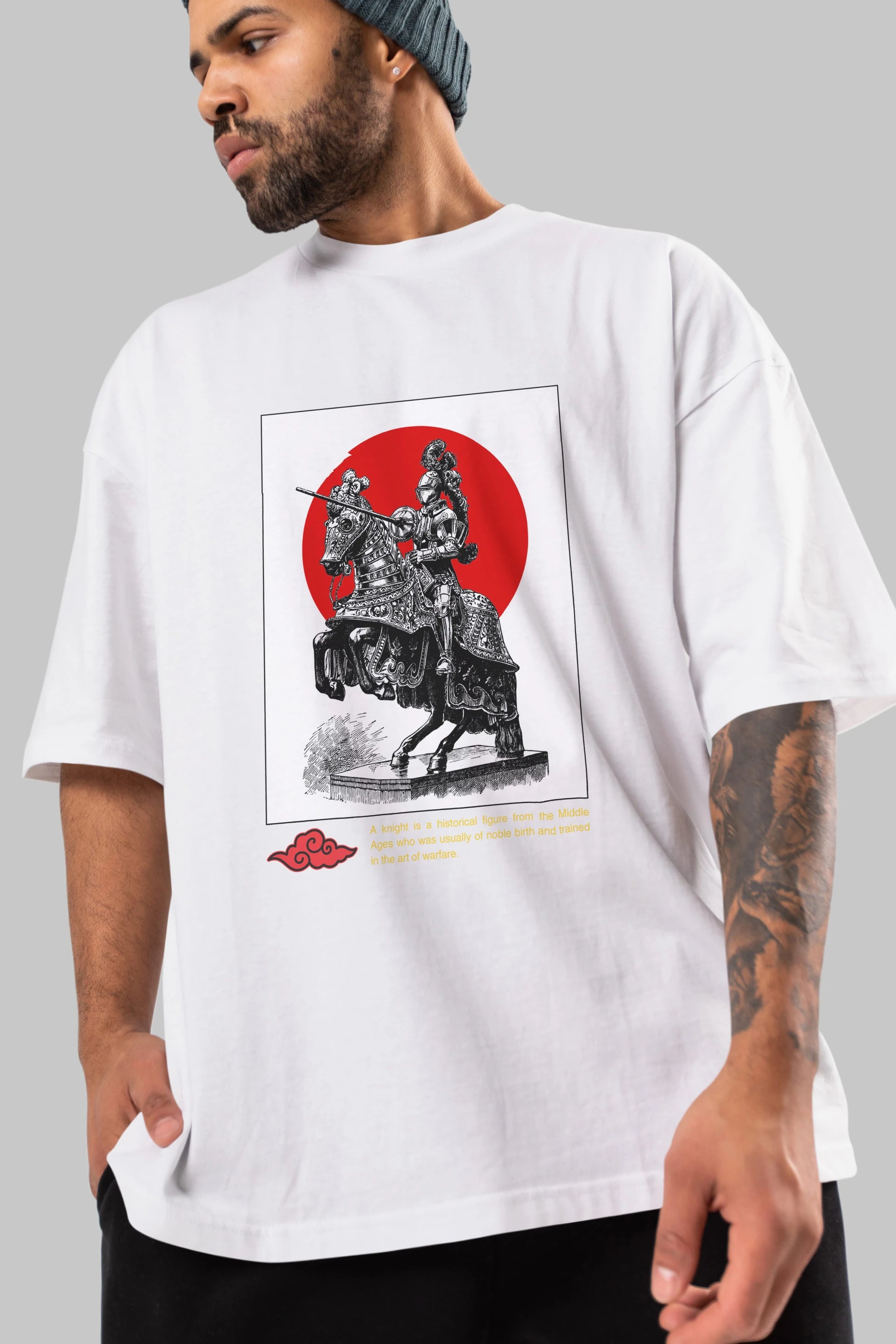 Japan Streetwear 2 Ön Baskılı Oversize t-shirt Erkek Kadın Unisex