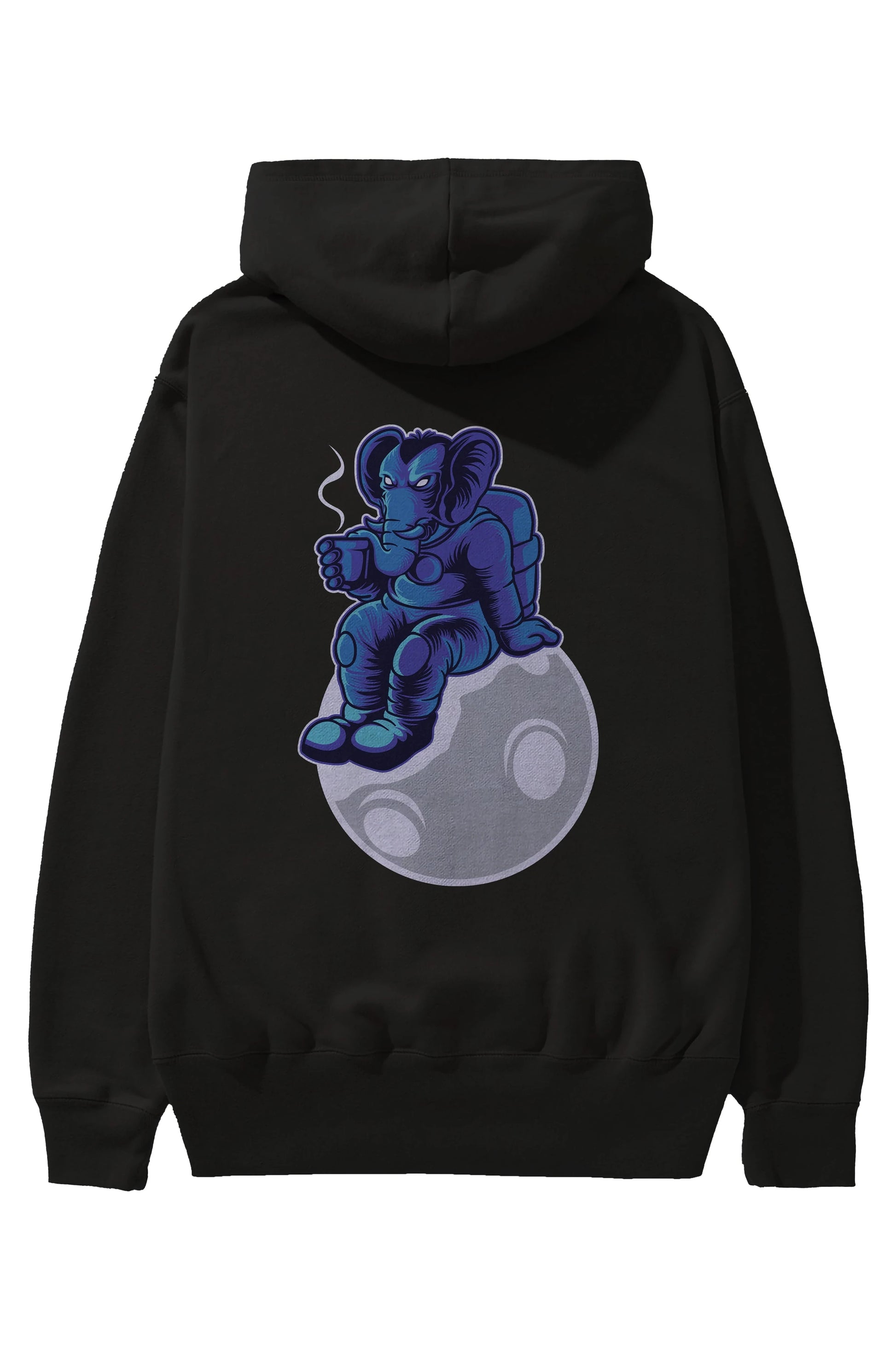 Space Elephant Drink Coffee Arka Baskılı Hoodie Oversize Kapüşonlu Sweatshirt Erkek Kadın Unisex