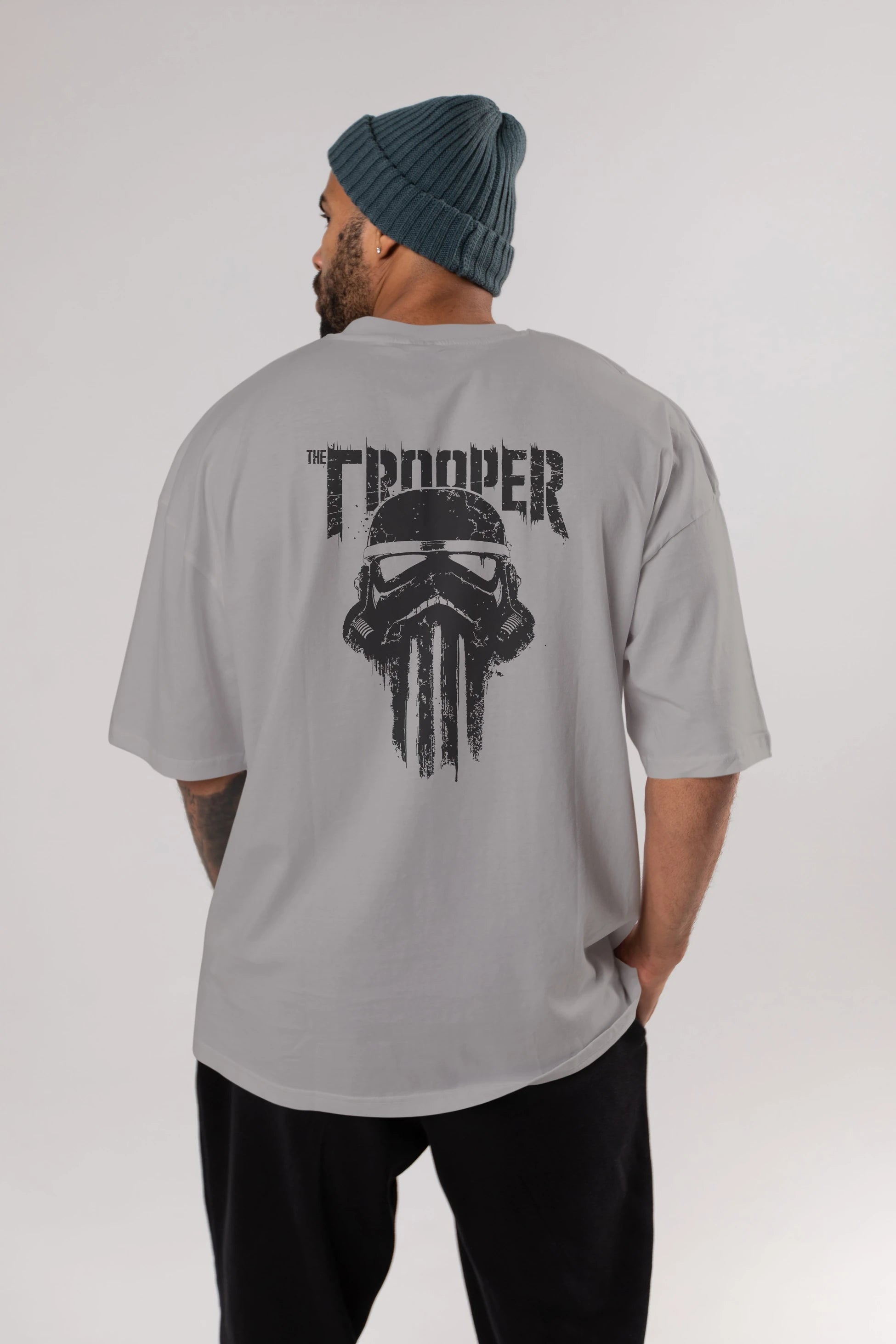 The Trooper Arka Baskılı Oversize t-shirt Erkek Kadın Unisex %100 Pamuk Bisiklet Yaka tişort