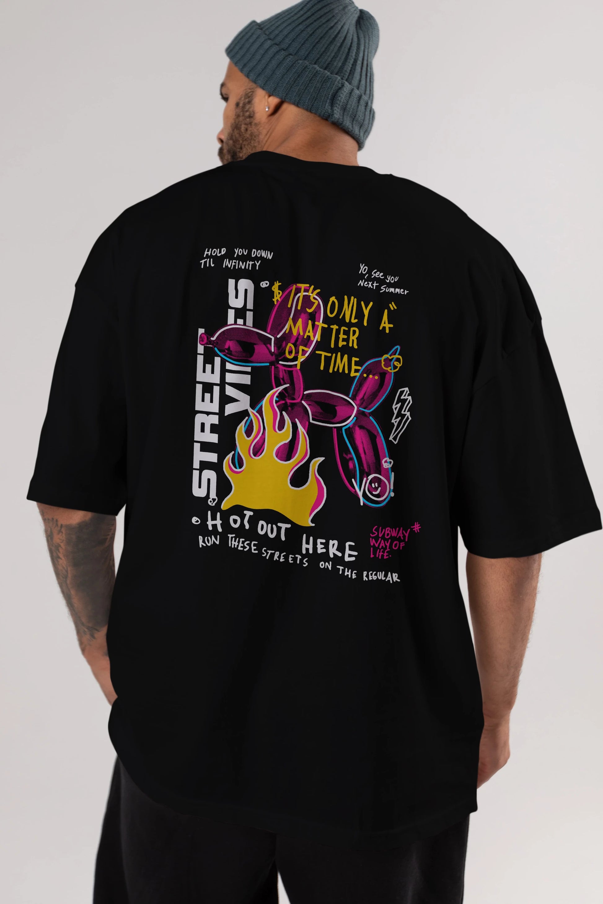 Street Vibes Arka Baskılı Oversize t-shirt Erkek Kadın Unisex