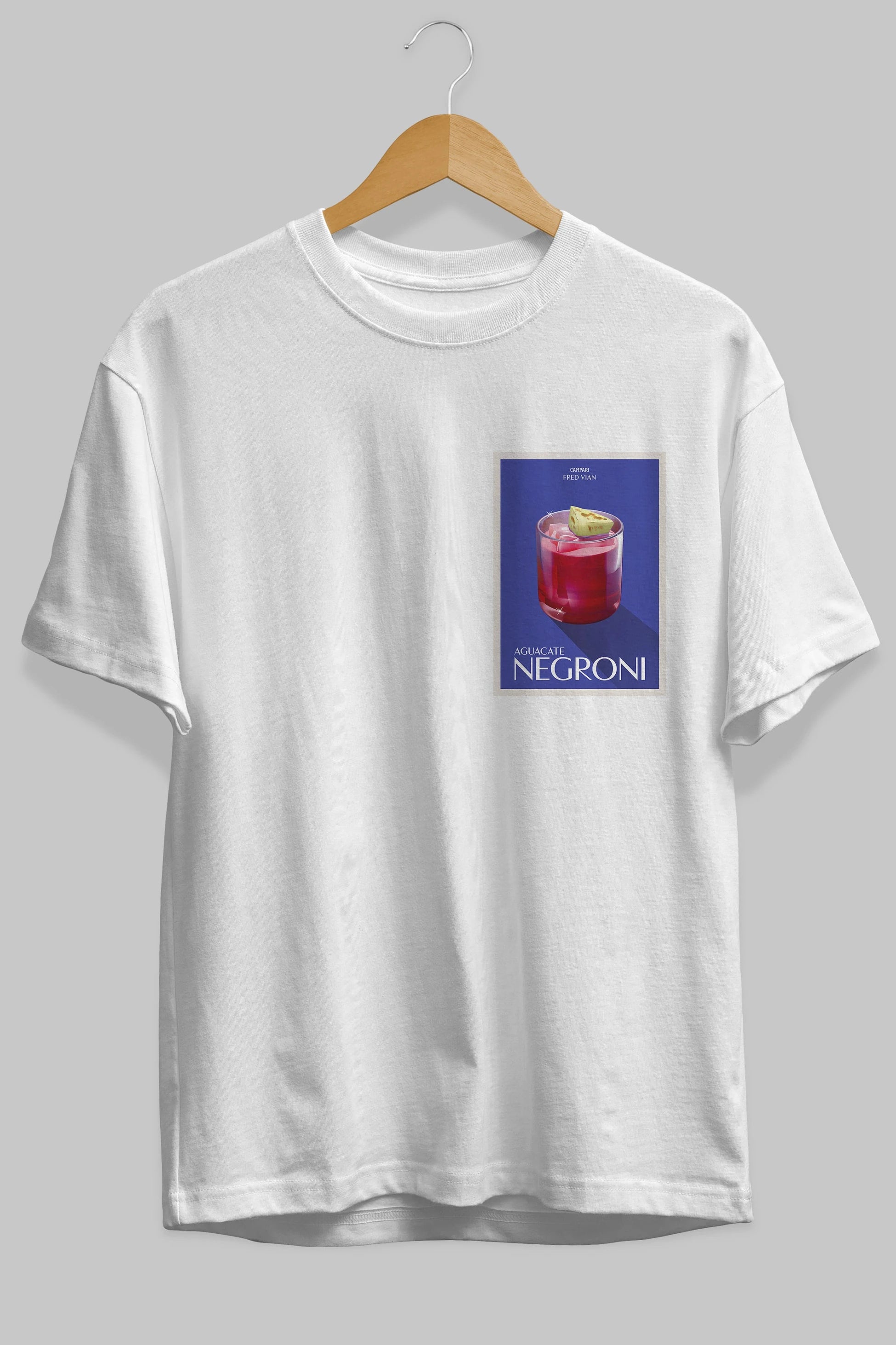 Aguacate Negroni Ön Sol Baskılı Oversize t-shirt Erkek Kadın Unisex %100 Pamuk Bisiklet Yaka tişort