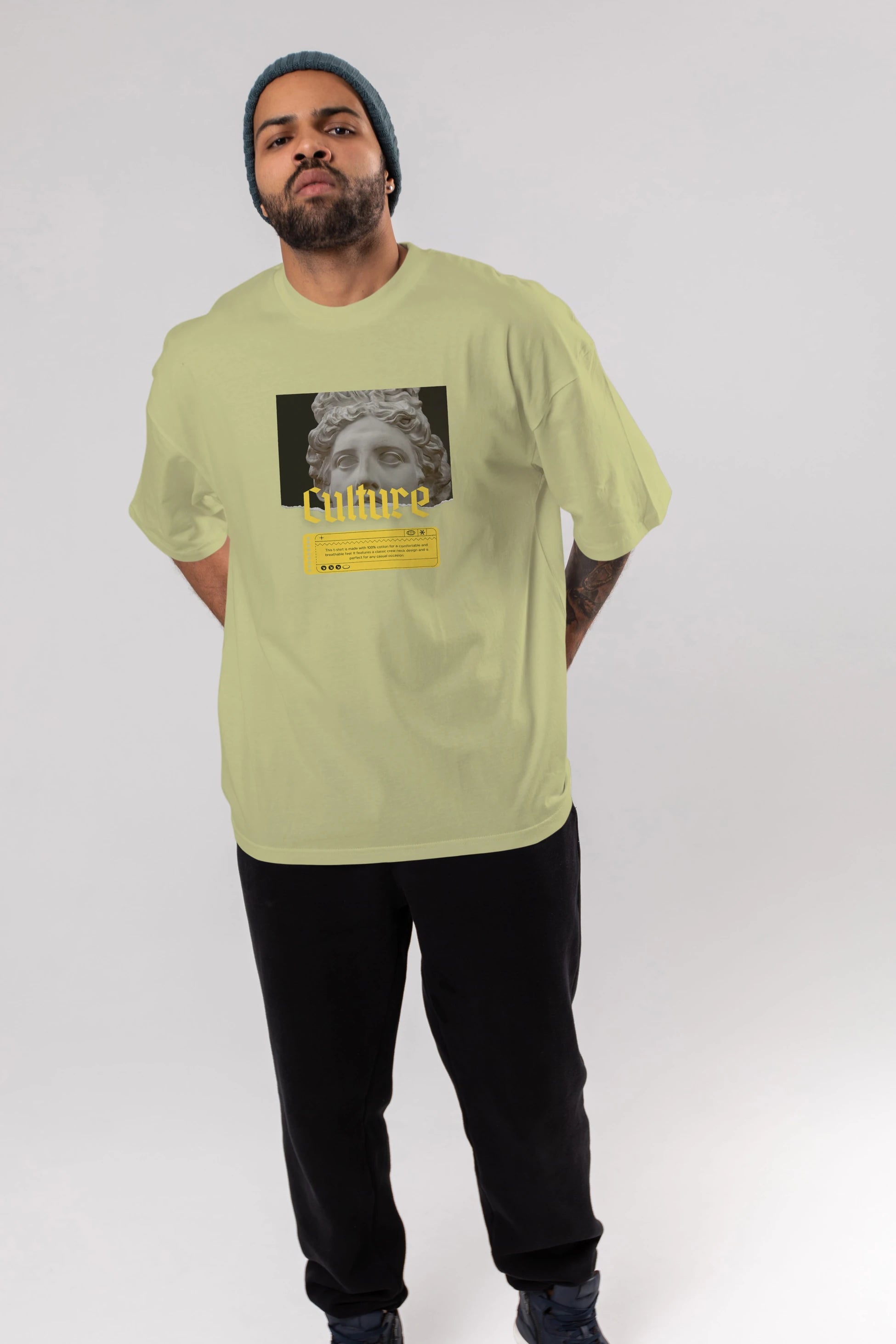 Culture Yazılı Ön Baskılı Oversize t-shirt Erkek Kadın Unisex