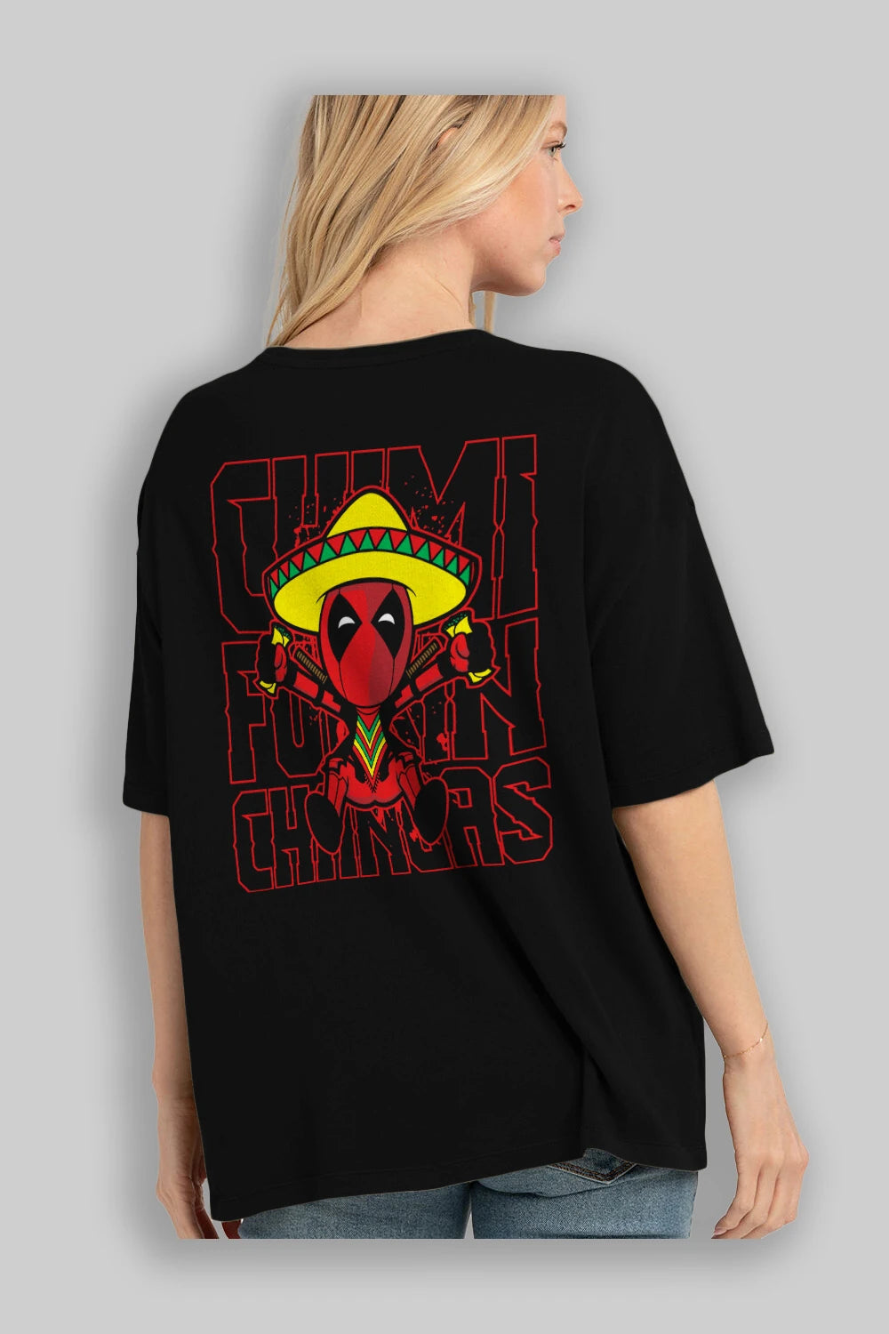 Deadpool (14) Arka Baskılı Oversize t-shirt Erkek Kadın Unisex %100 Pamuk Bisiklet Yaka tişort
