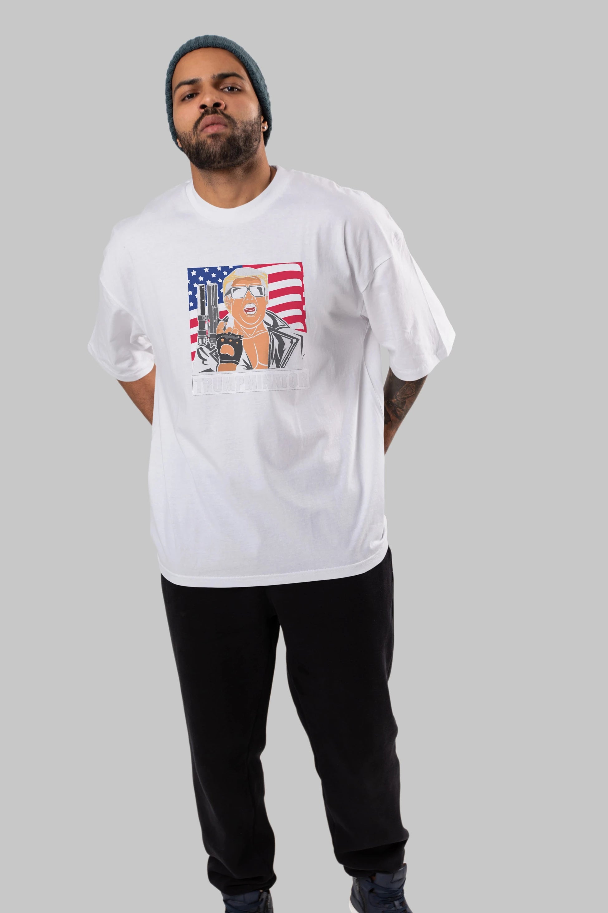 Trumpminator Ön Baskılı Oversize t-shirt Erkek Kadın Unisex %100 Pamuk tişort