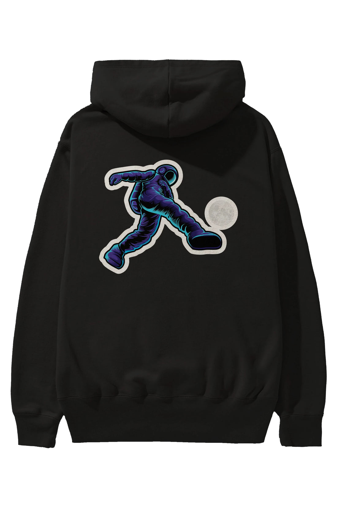 Astroball in Space Sticker Arka Baskılı Hoodie Oversize Kapüşonlu Sweatshirt Erkek Kadın Unisex