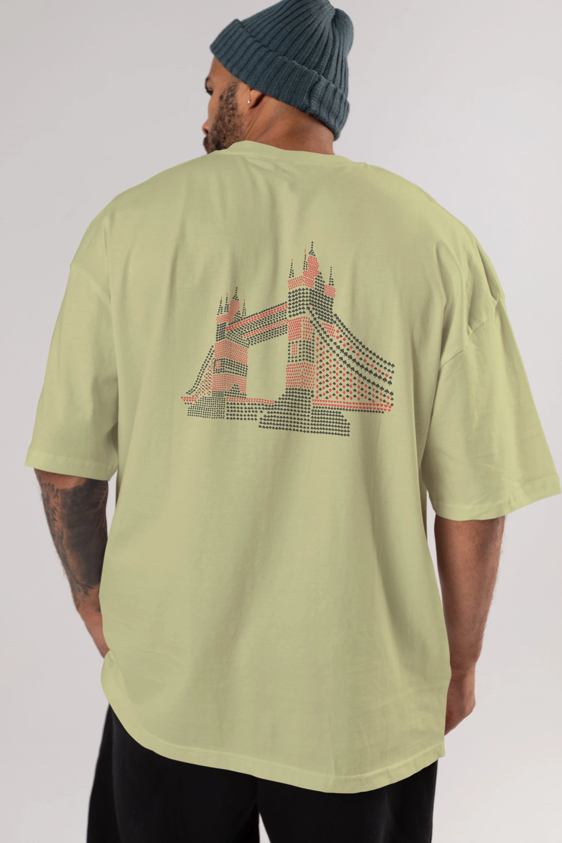 The Bridge Arka Baskılı Oversize t-shirt %100 pamuk Erkek Kadın Unisex