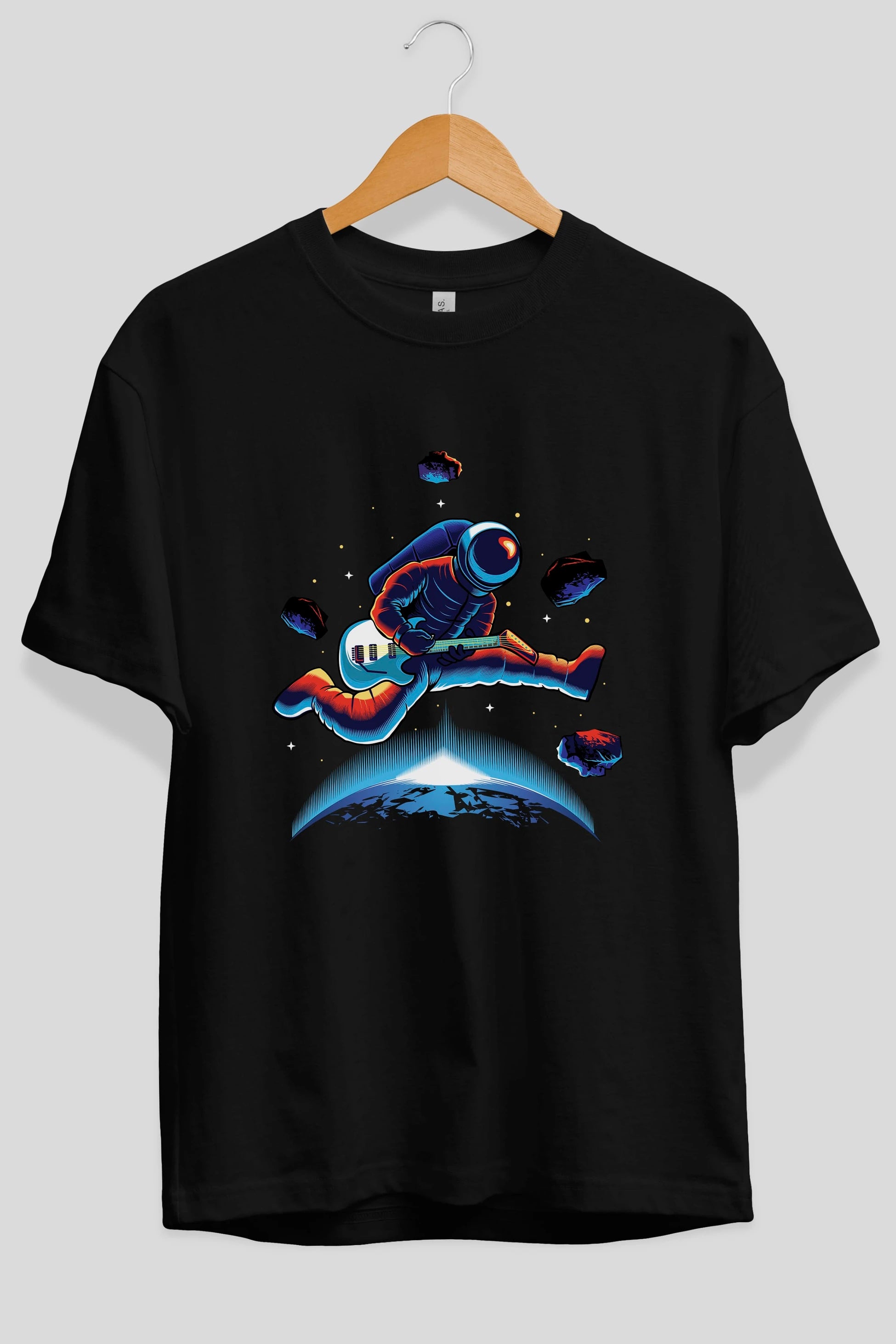 Astroguitar Ön Baskılı Oversize t-shirt Erkek Kadın Unisex