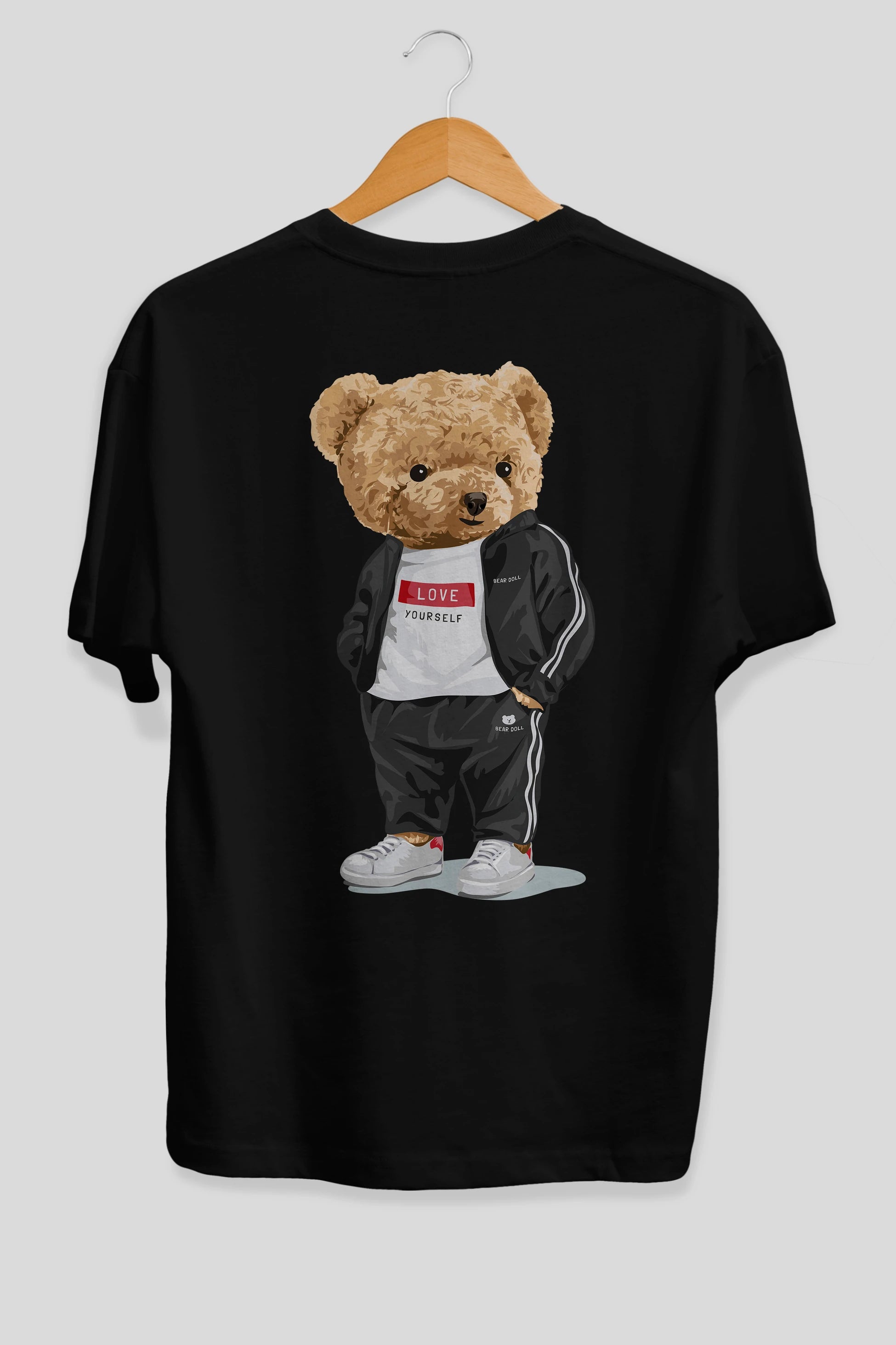 Teddy Bear Love Yourself Arka Baskılı Oversize t-shirt Erkek Kadın Unisex %100 Pamuk