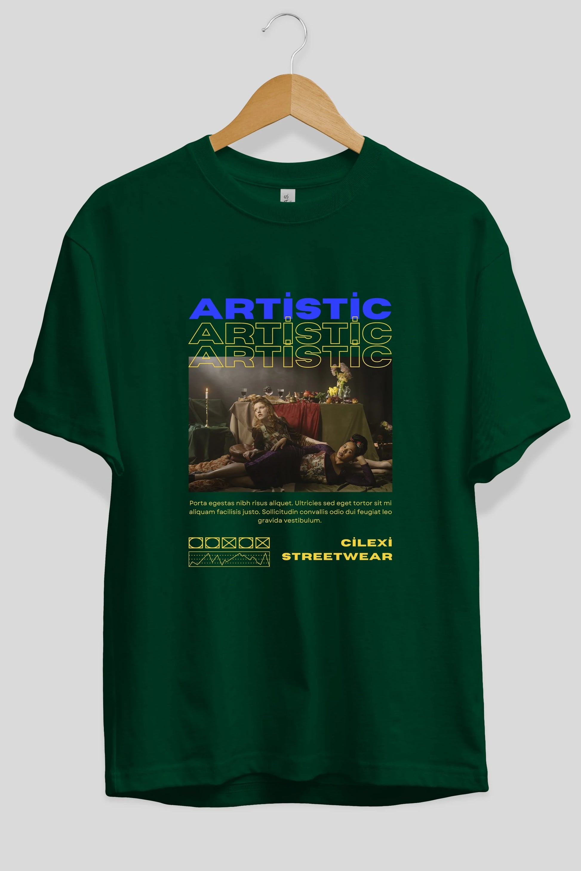 Artistic Yazılı Streetwear Ön Baskılı Oversize t-shirt Erkek Kadın Unisex