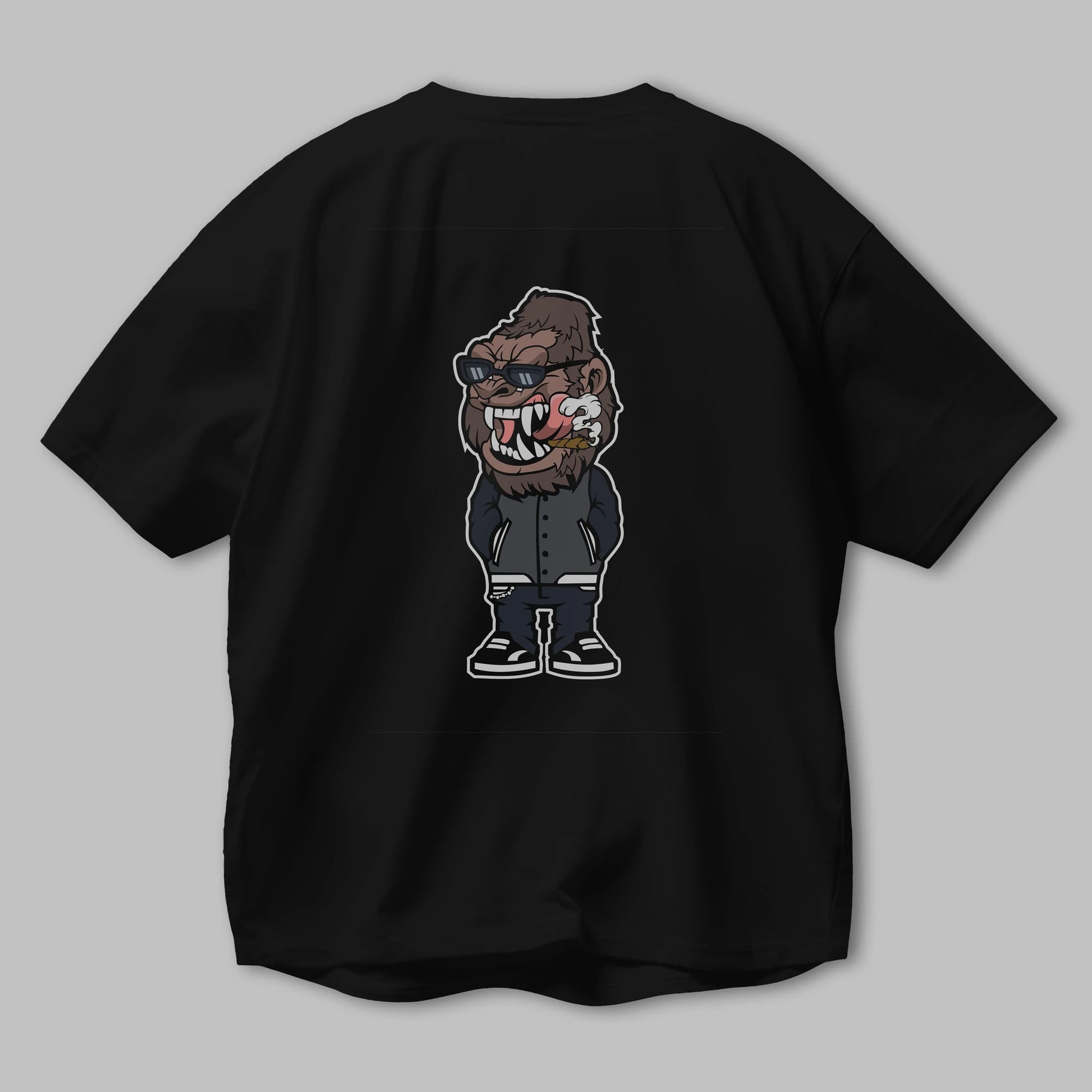 Gorilla Street Style Arka Baskılı Oversize t-shirt Erkek Kadın Unisex %100 Pamuk tişort