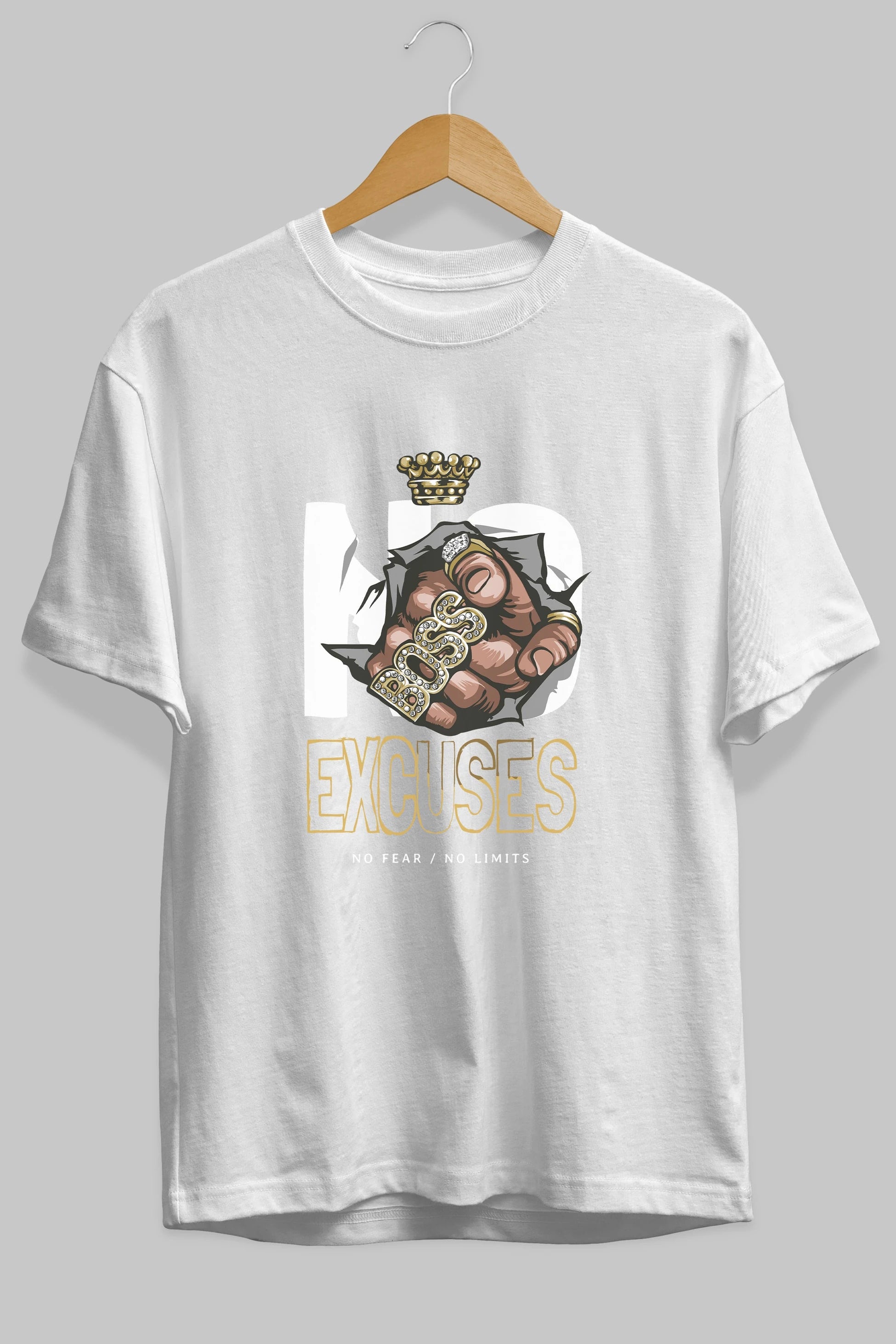 No Excuses Ön Baskılı Oversize t-shirt Erkek Kadın Unisex