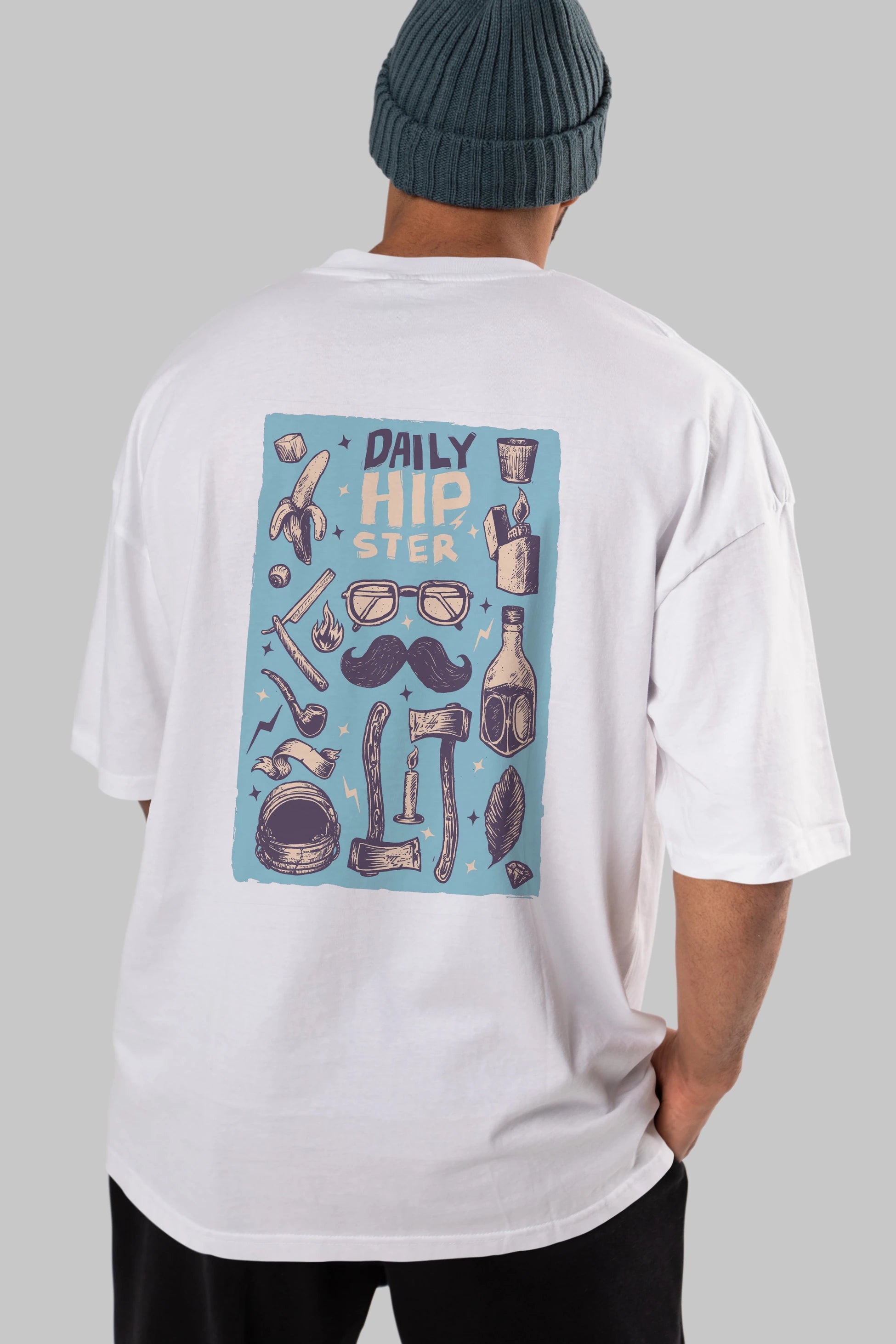 Hipster Arka Baskılı Oversize t-shirt Erkek Kadın Unisex %100 Pamuk