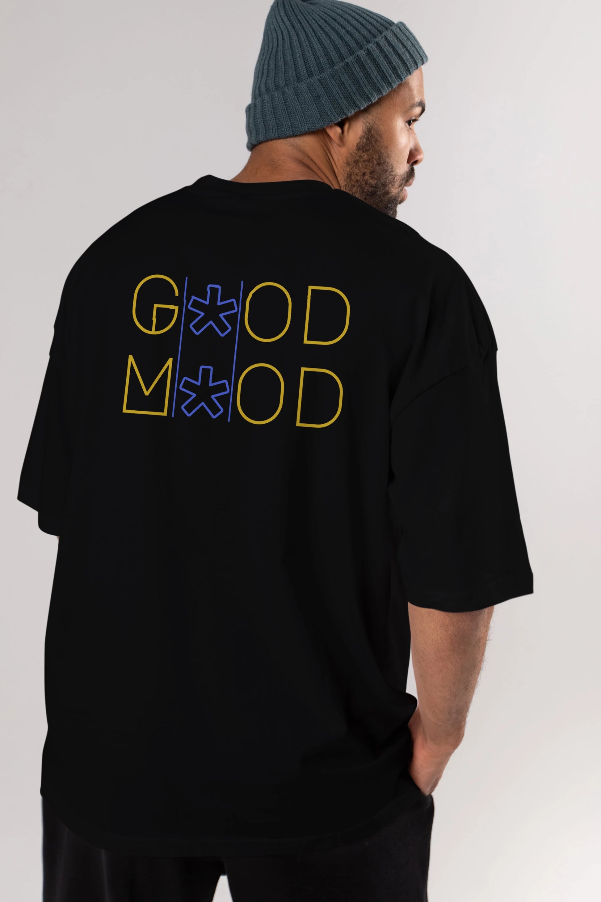 Good Mood Yazılı Arka Baskılı Oversize t-shirt Erkek Kadın Unisex